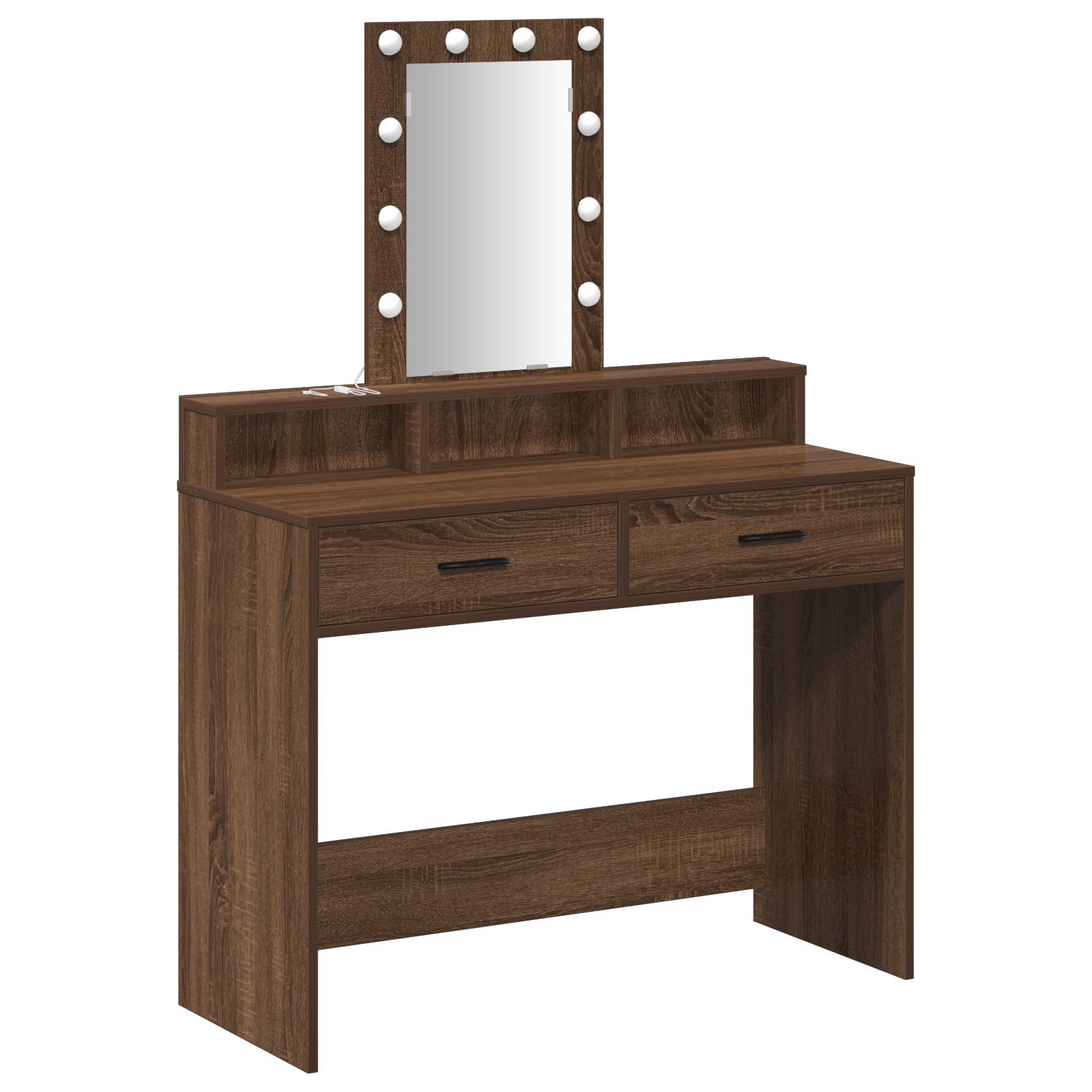Brown Oak Dressing Table with LED Lights, 100x41x140 cm - Image 2