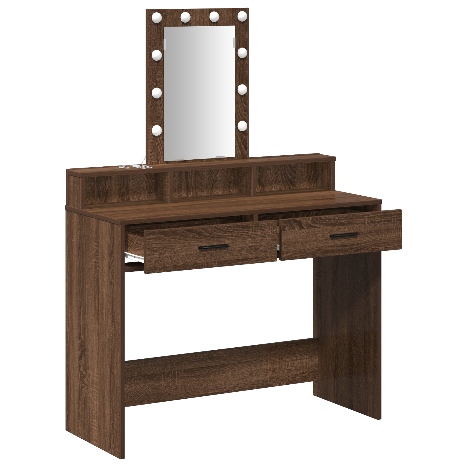 Brown Oak Dressing Table with LED Lights, 100x41x140 cm - Image 4