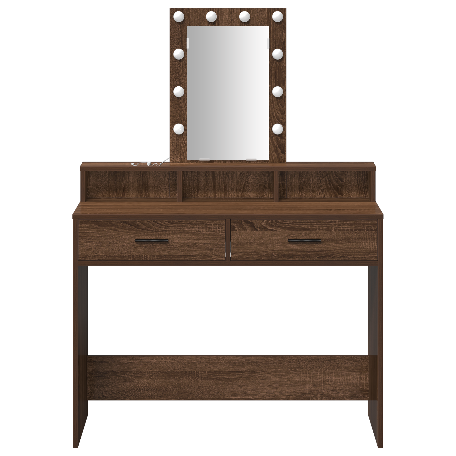 Brown Oak Dressing Table with LED Lights, 100x41x140 cm - Image 5