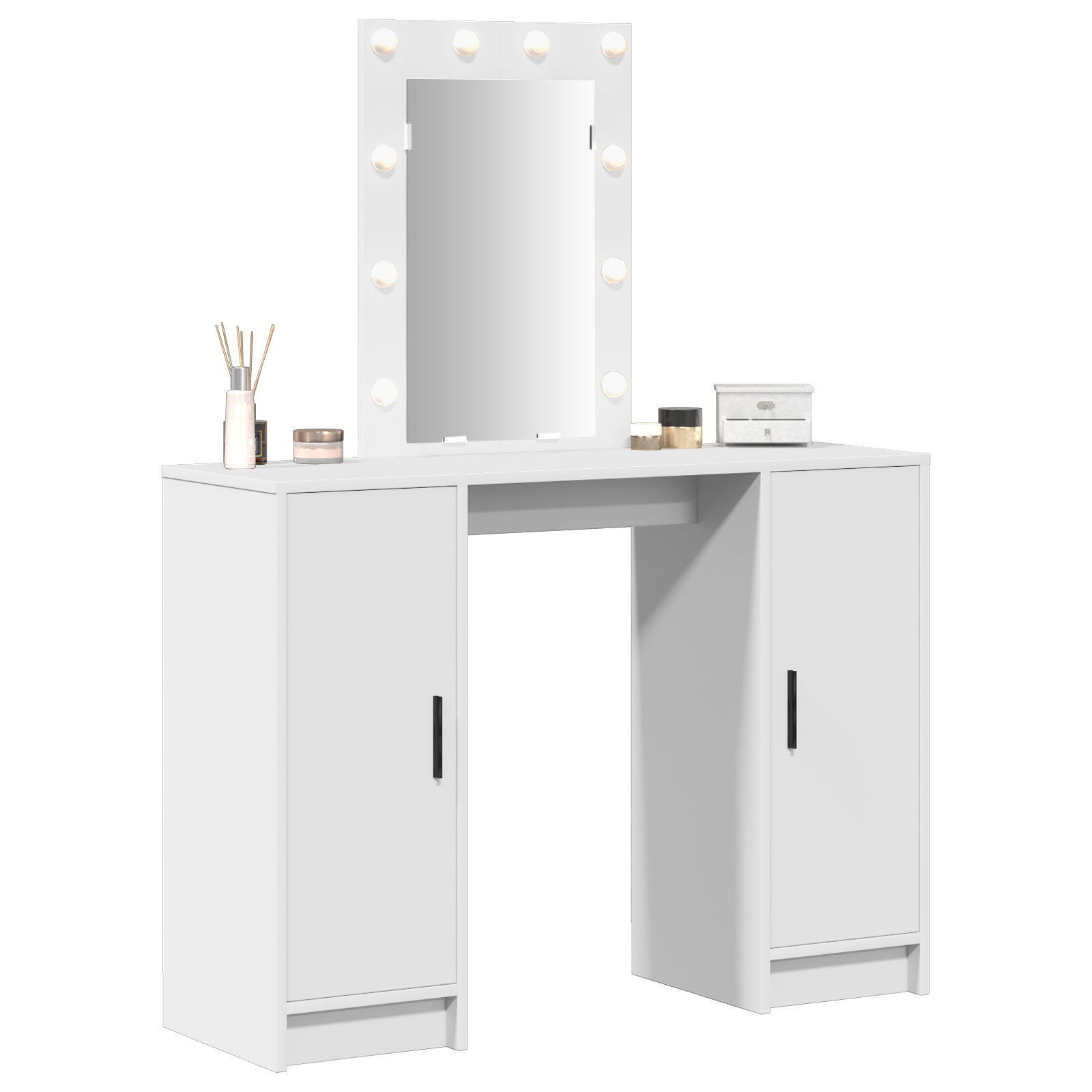 Dressing Table with LED Lights White 102x33x135 cm - Image 3