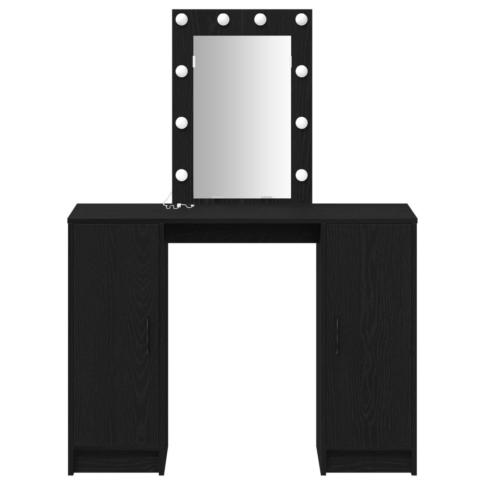 Dressing Table with LED Lights Black Oak 102x33x135 cm - Image 5