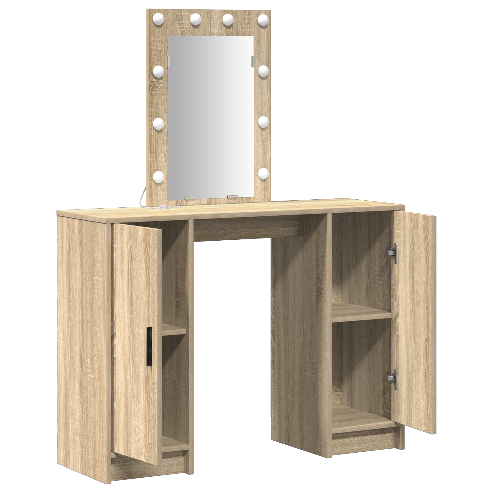 Dressing Table with LED Lights in Sonoma Oak, 102x33x135 cm - Image 4