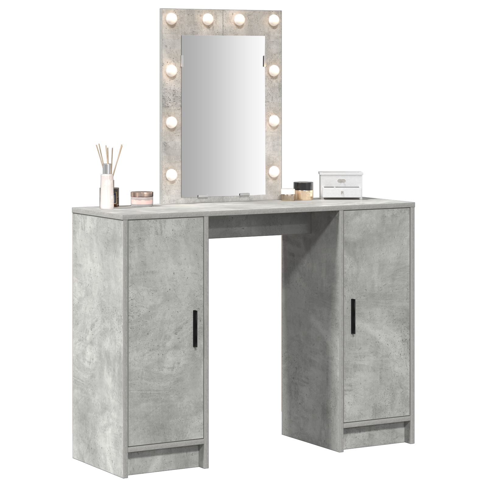 Dressing Table with LED Lights Concrete Grey 102x33x135 cm - Image 3