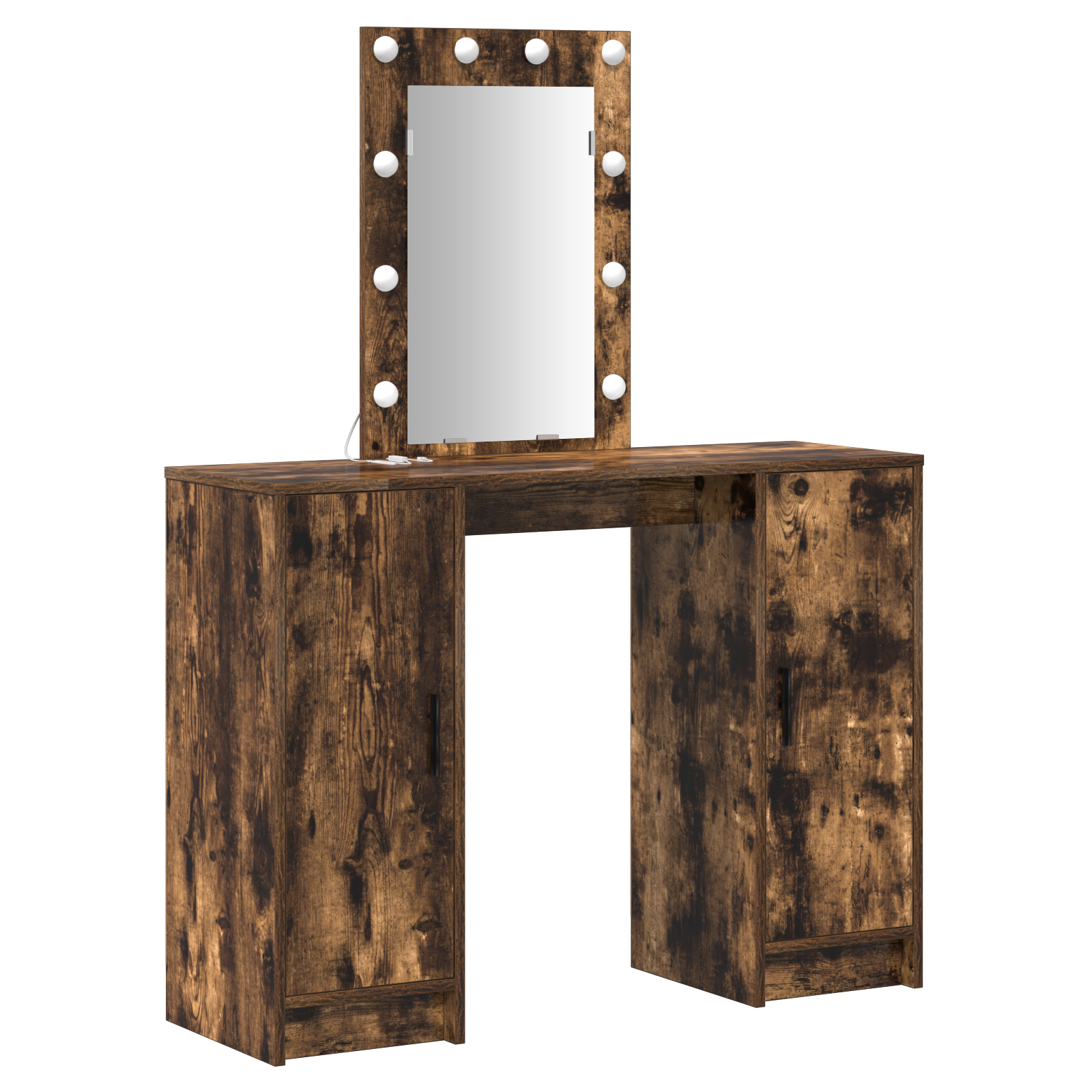 Dressing Table with LED Lights Smoked Oak 102x33x135 cm - Image 2