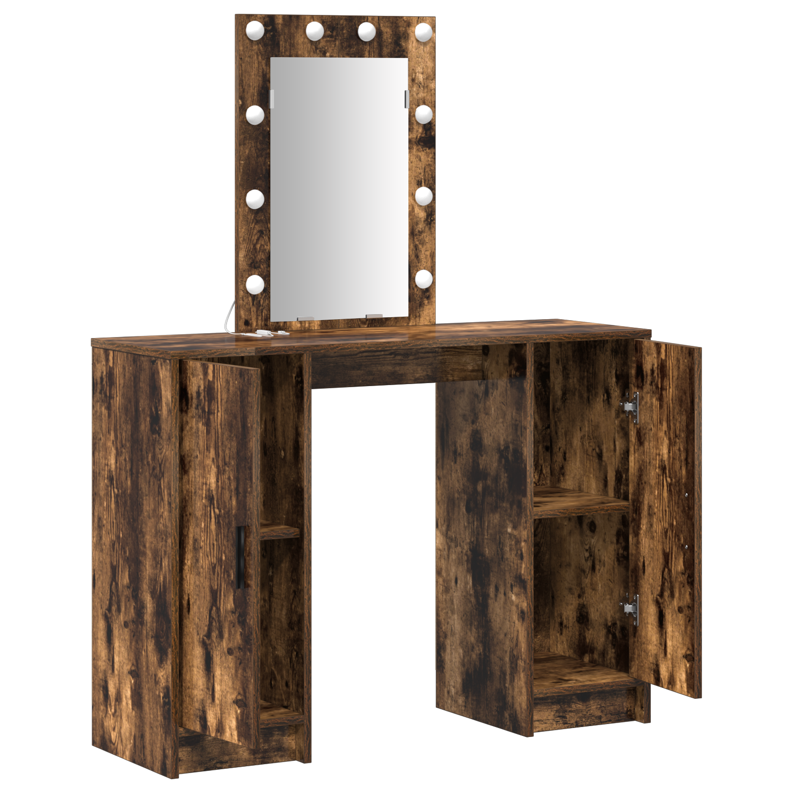 Dressing Table with LED Lights Smoked Oak 102x33x135 cm - Image 4
