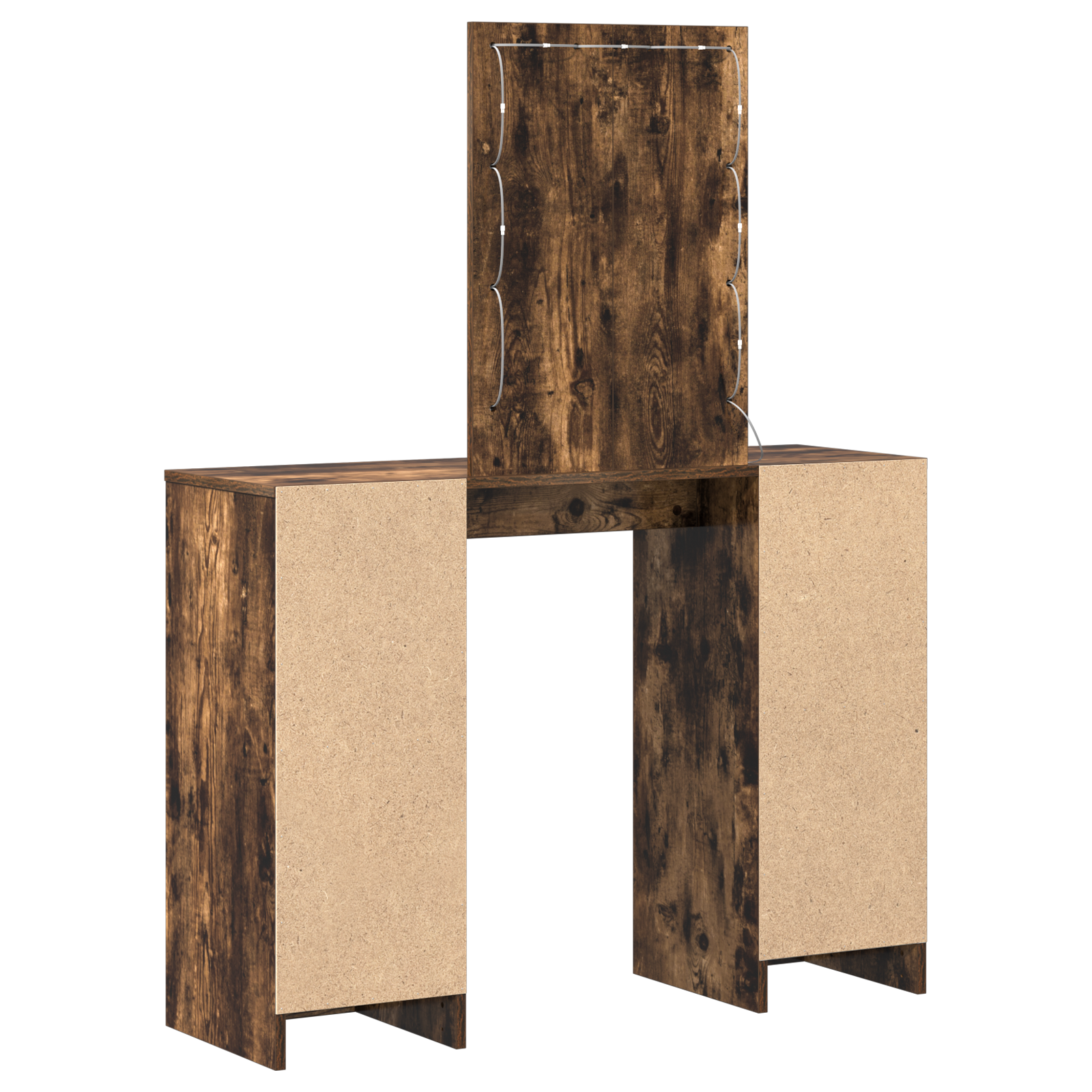 Dressing Table with LED Lights Smoked Oak 102x33x135 cm - Image 7