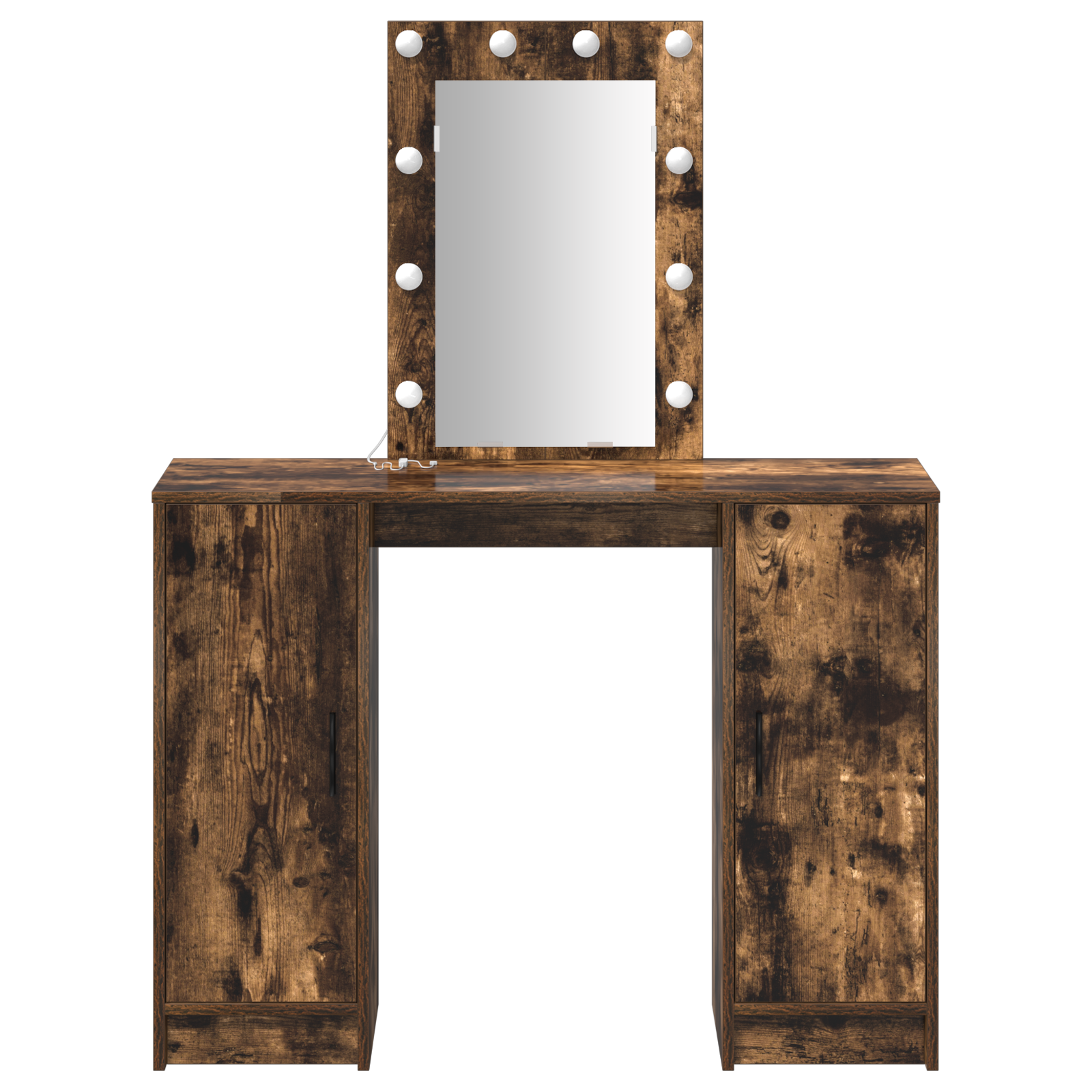 Dressing Table with LED Lights Smoked Oak 102x33x135 cm - Image 5