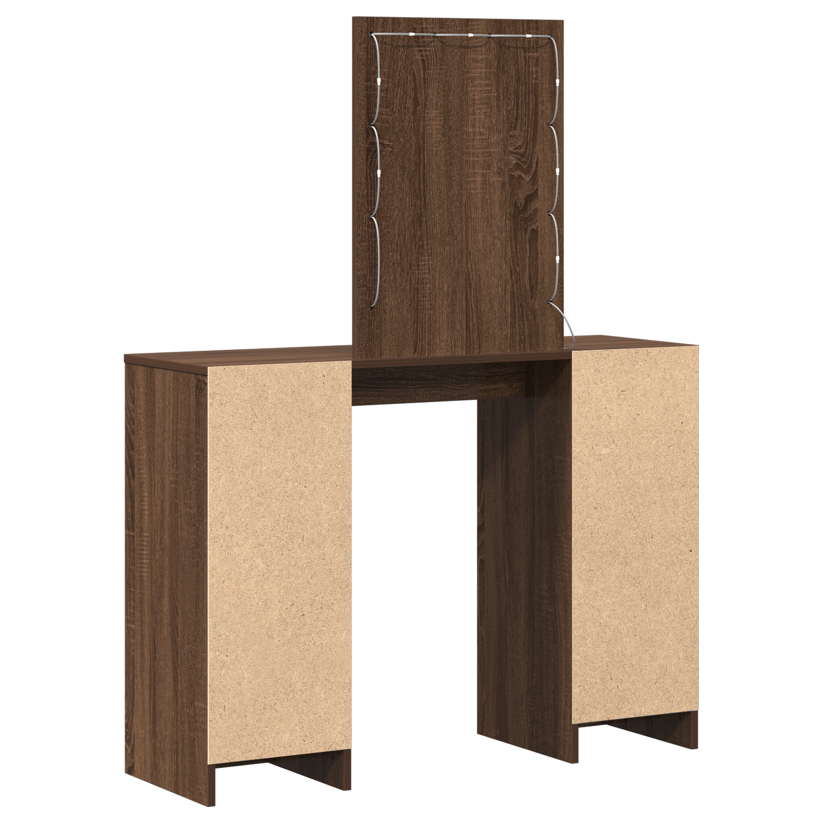 Dressing Table with LED Lights Brown Oak 102x33x135 cm - Image 7