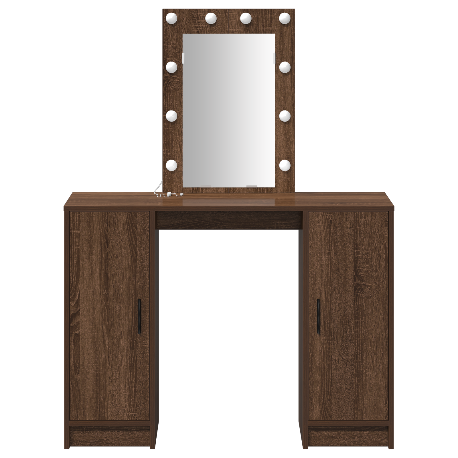 Dressing Table with LED Lights Brown Oak 102x33x135 cm - Image 5