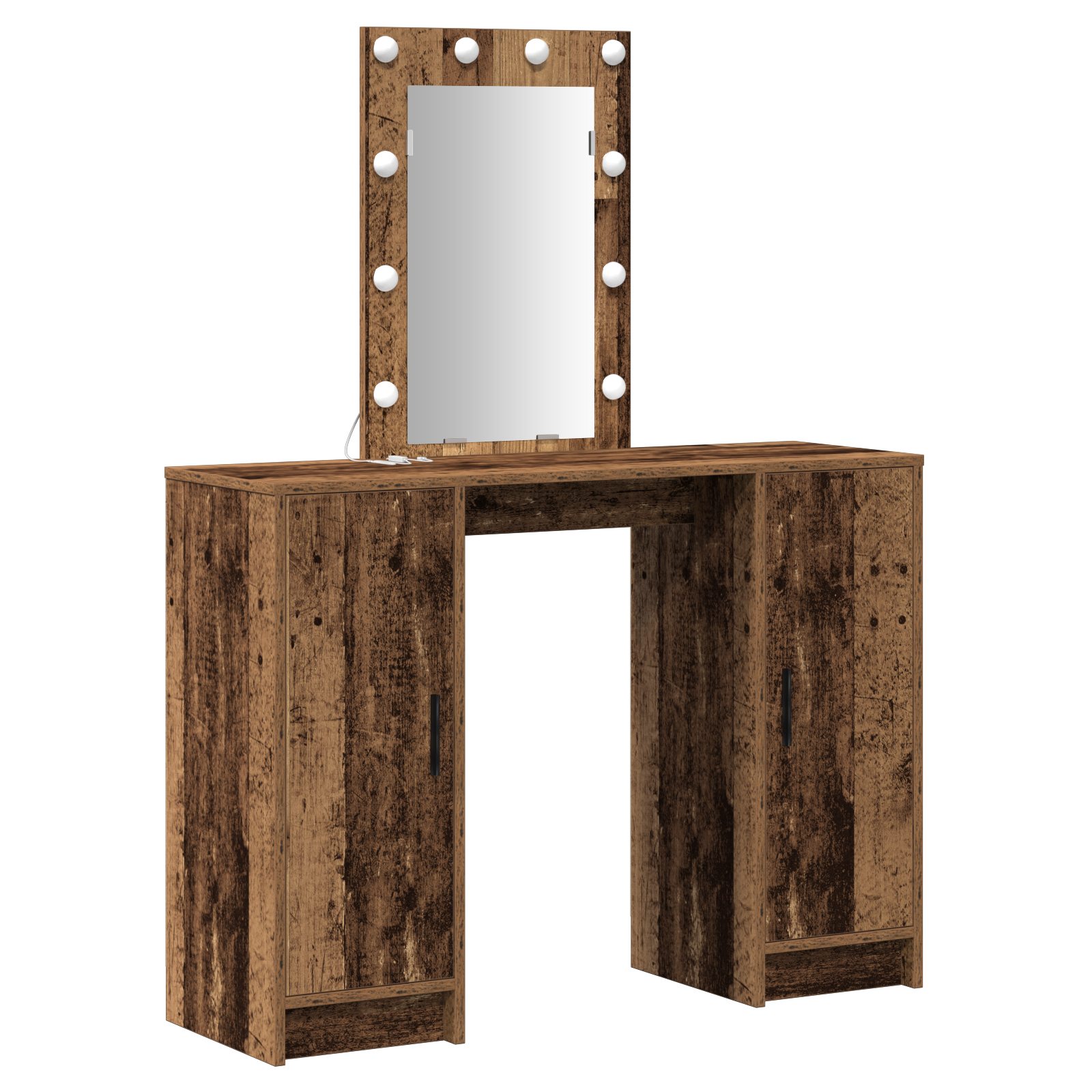 Dressing Table with LED Lights Old Wood 102x33x135 cm - Image 2