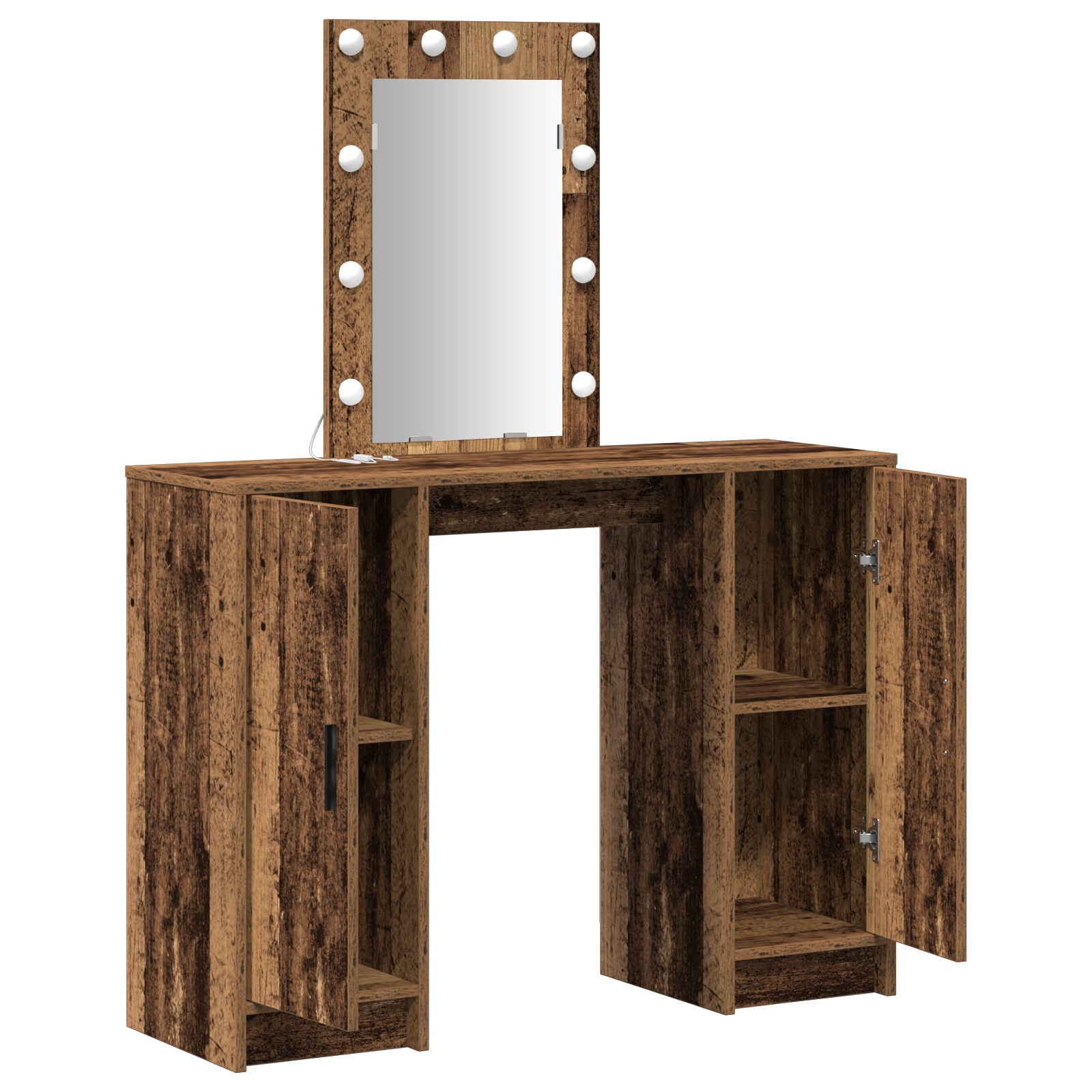 Dressing Table with LED Lights Old Wood 102x33x135 cm - Image 4