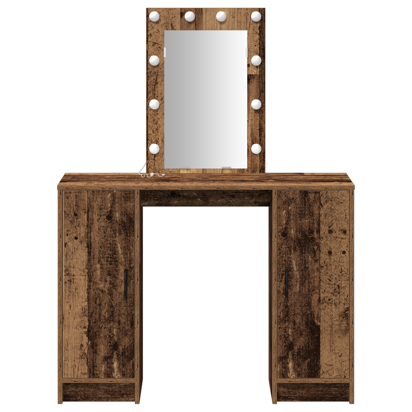 Dressing Table with LED Lights Old Wood 102x33x135 cm - Image 5