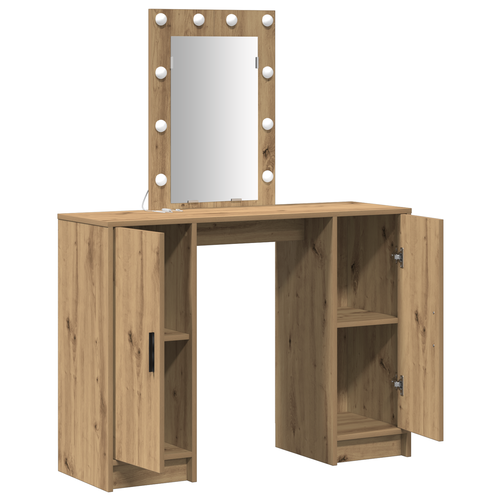 Dressing Table with LED Lights Artisan Oak 102x33x135 cm - Image 4