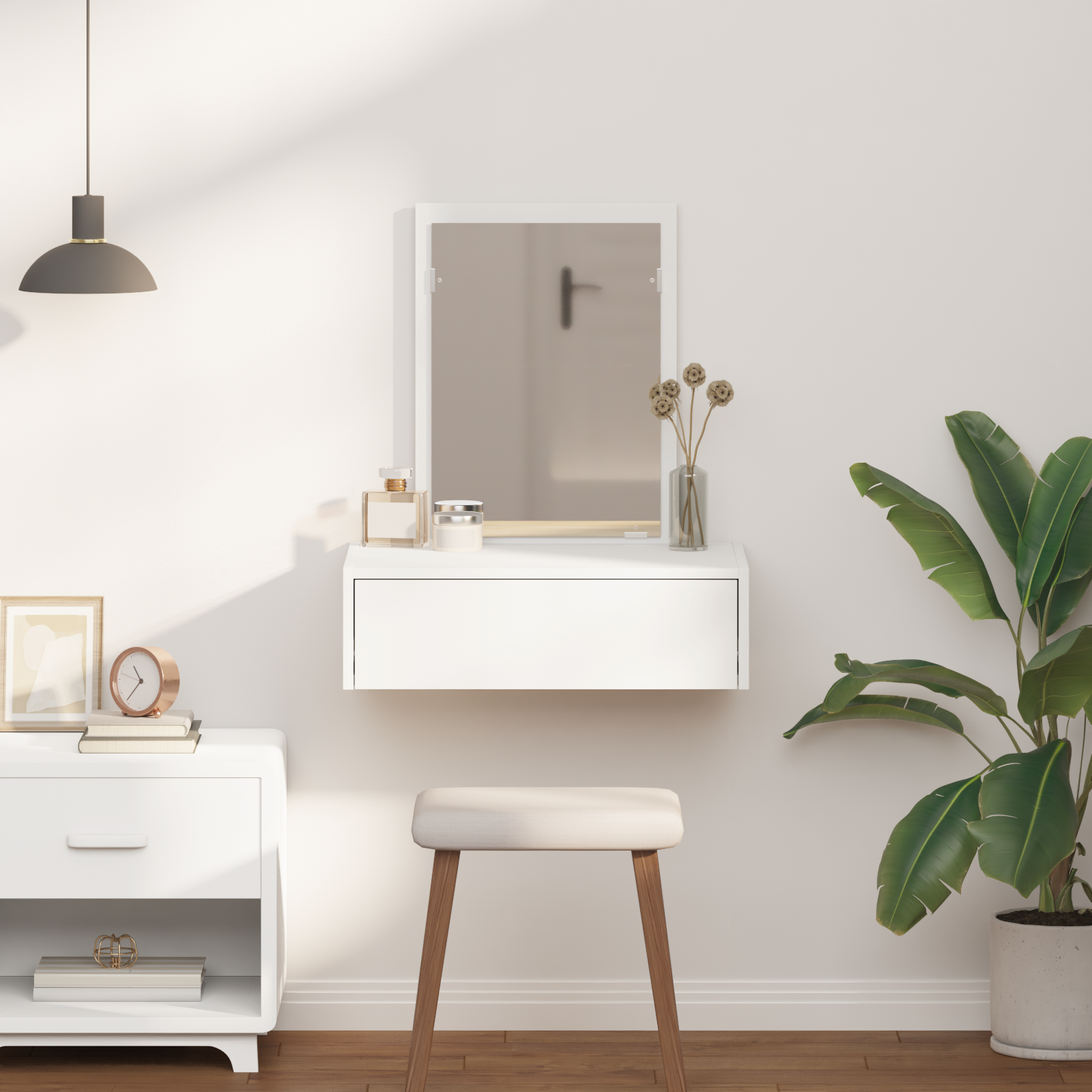 Wall Hanging Dressing Table White 60x40x70 cm - Image 4