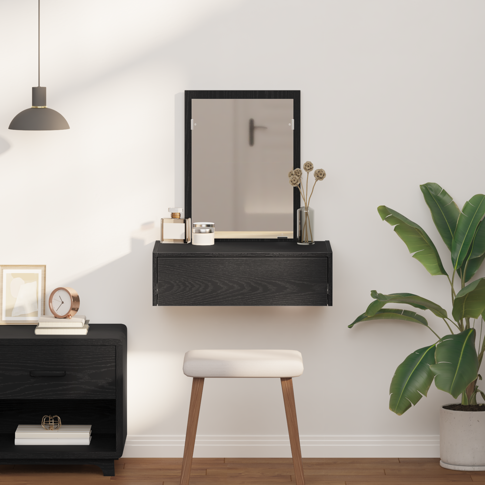 Wall Hanging Dressing Table Black Oak 60x40x70 cm - Image 4