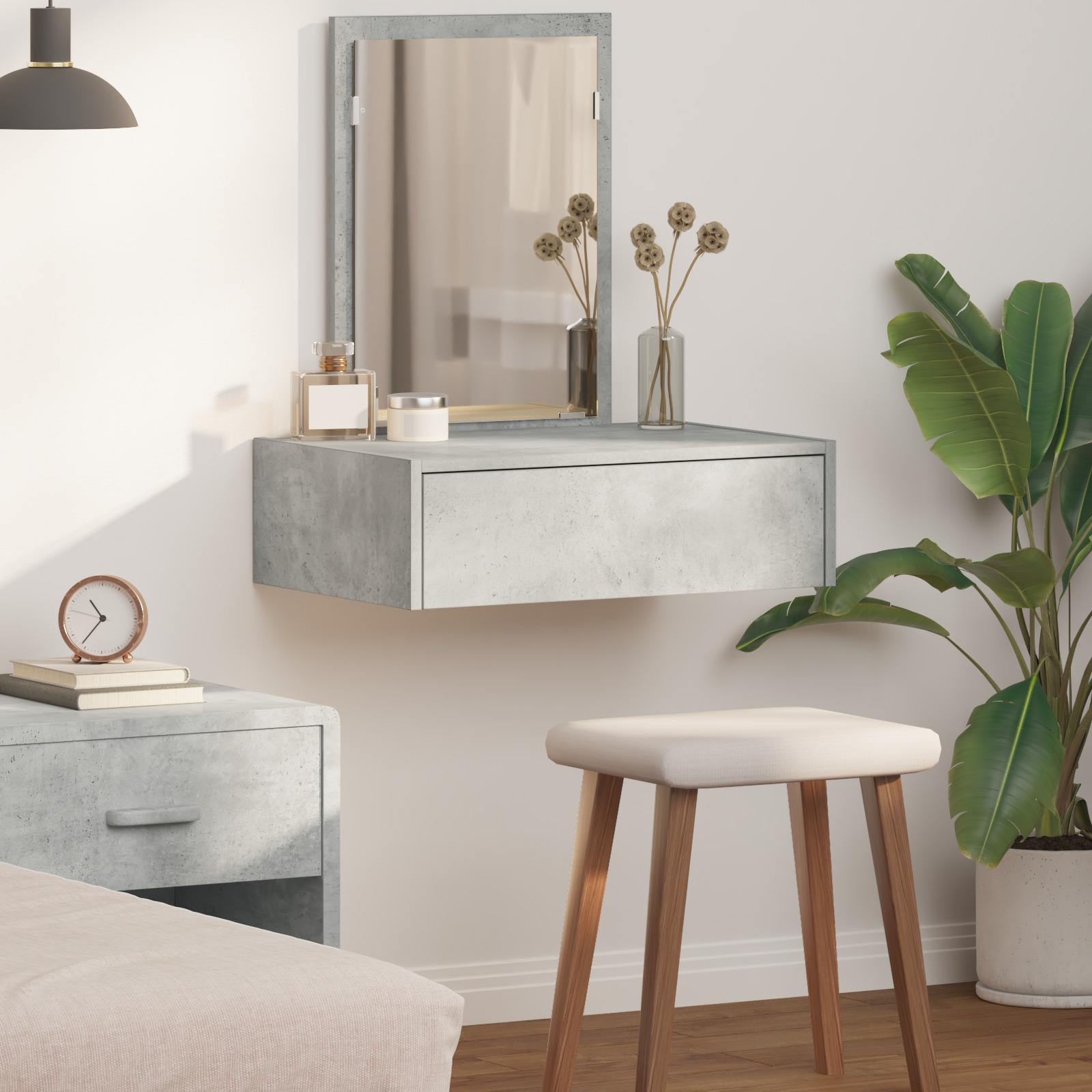 Wall Hanging Dressing Table Concrete Grey 60x40x70 cm