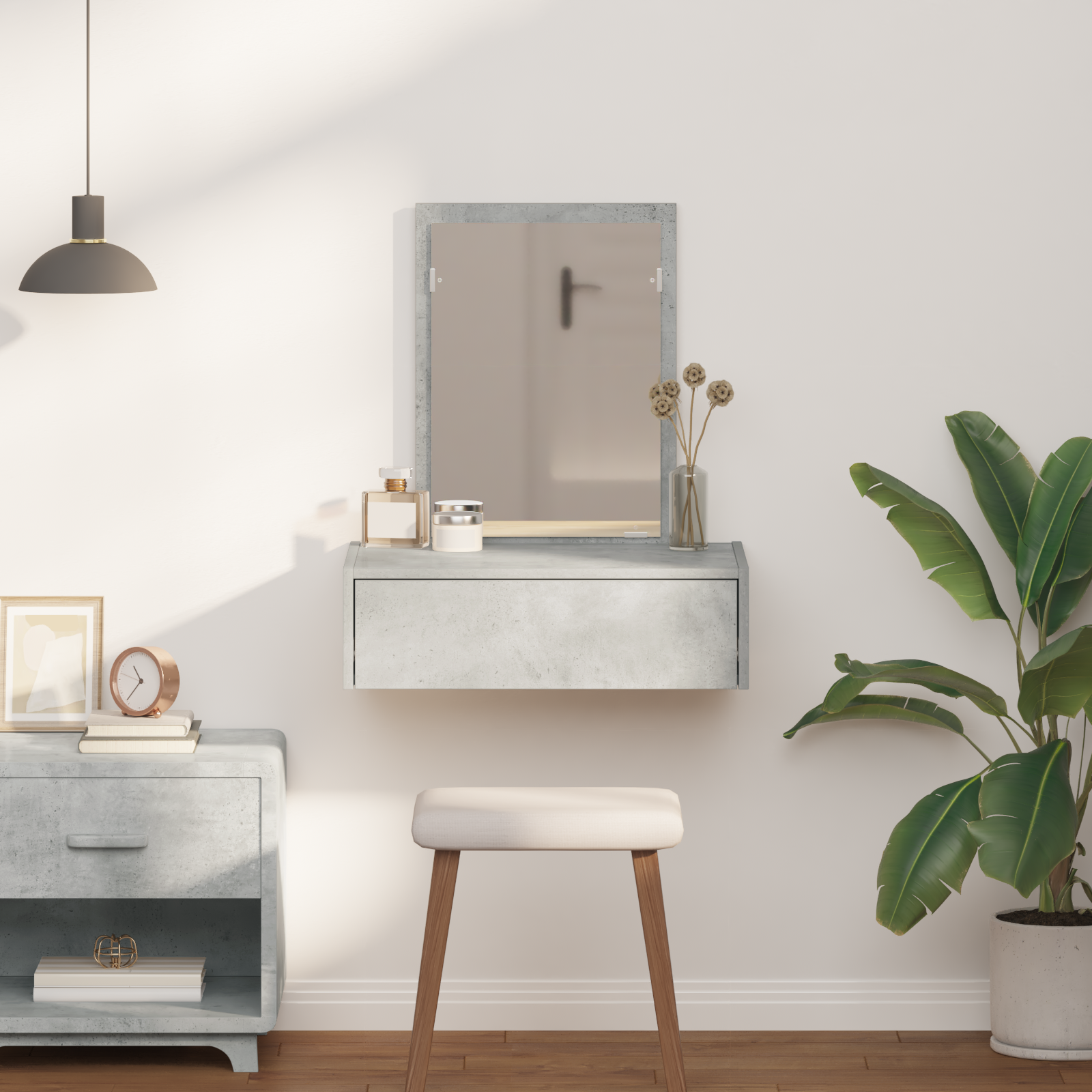 Wall Hanging Dressing Table Concrete Grey 60x40x70 cm - Image 4