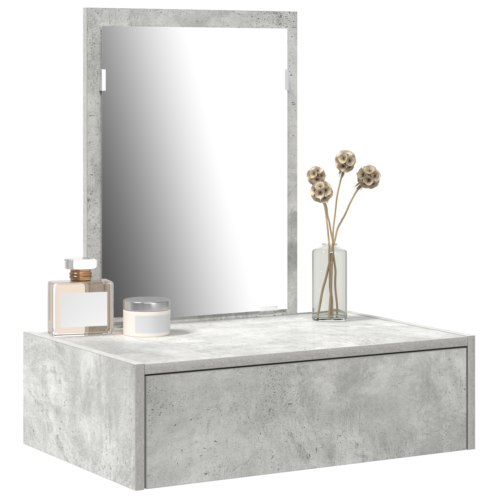 Wall Hanging Dressing Table Concrete Grey 60x40x70 cm - Image 3