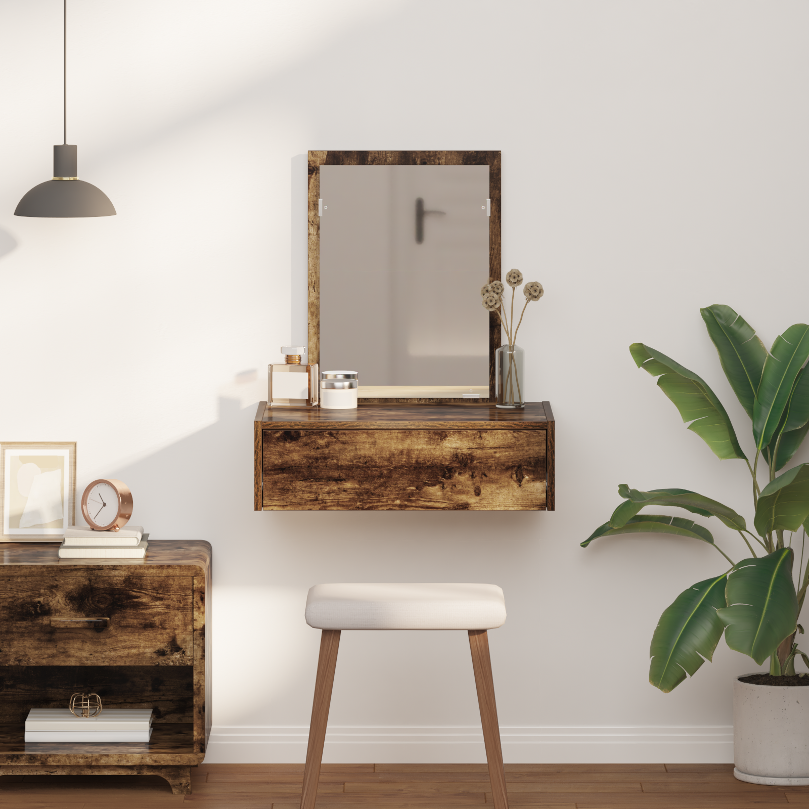 Wall Mounted Dressing Table Smoked Oak 60x40x70 cm - Image 4