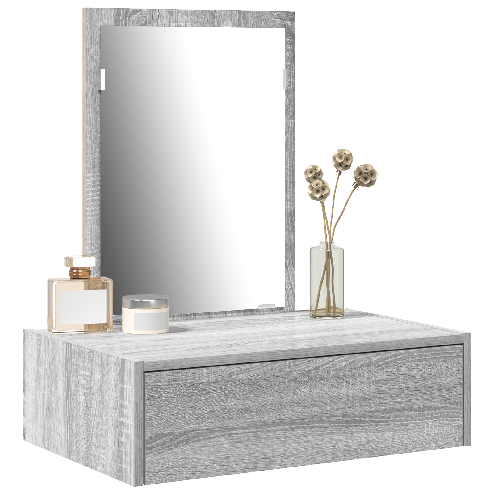 Wall Hanging Dressing Table in Grey Sonoma, 60x40x70 cm - Image 3