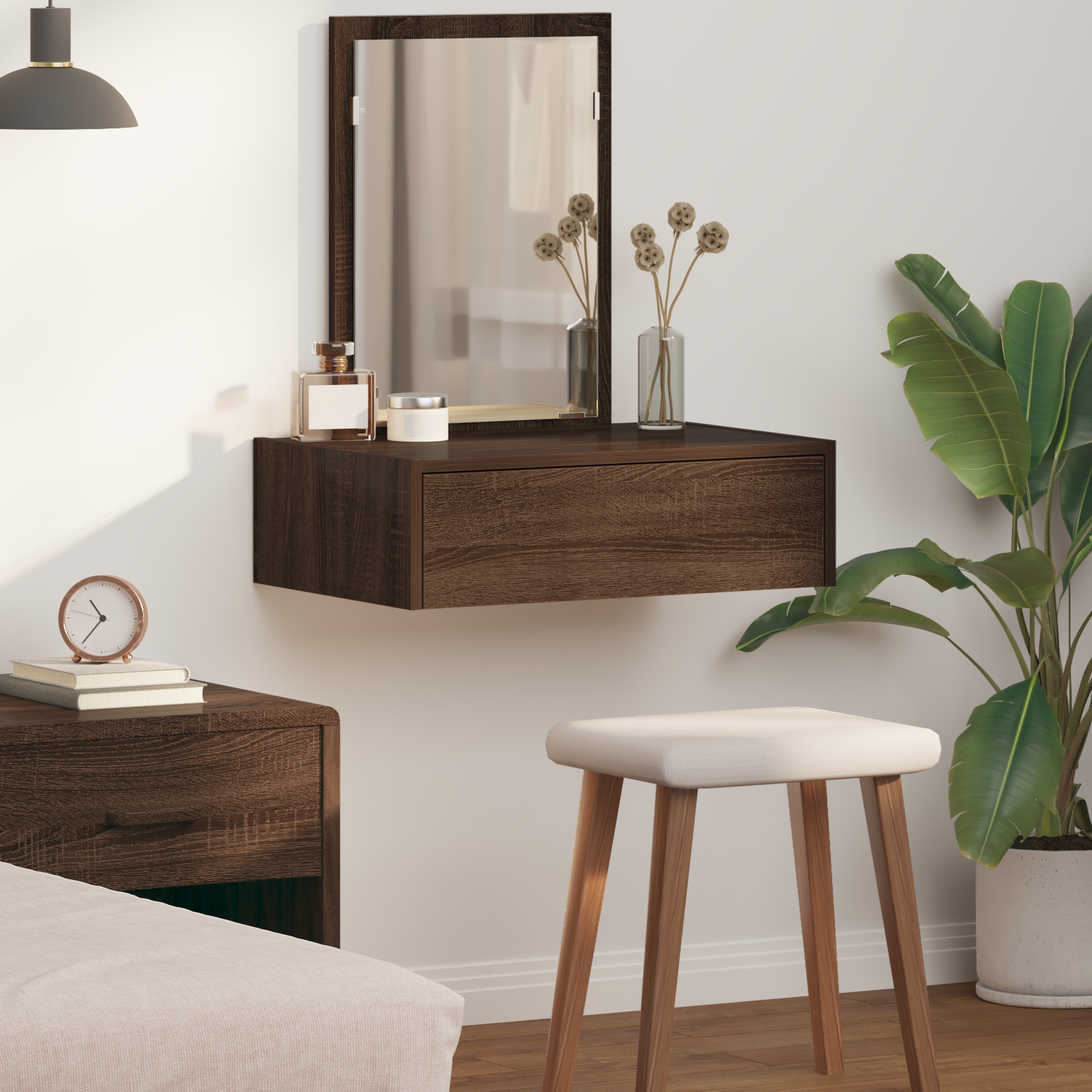 Wall Hanging Dressing Table Brown Oak 60x40x70 cm