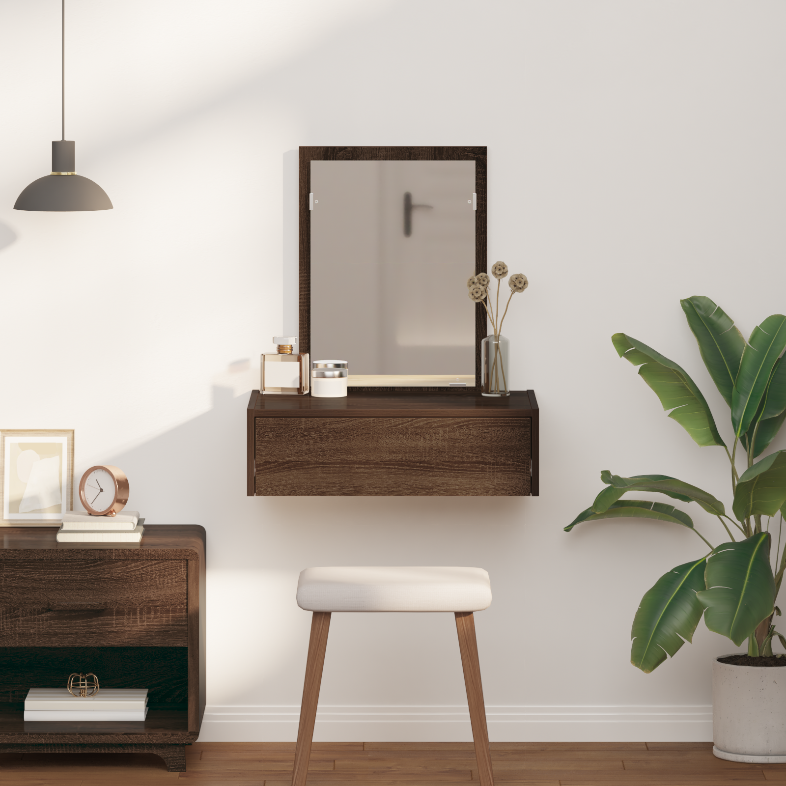 Wall Hanging Dressing Table Brown Oak 60x40x70 cm - Image 4