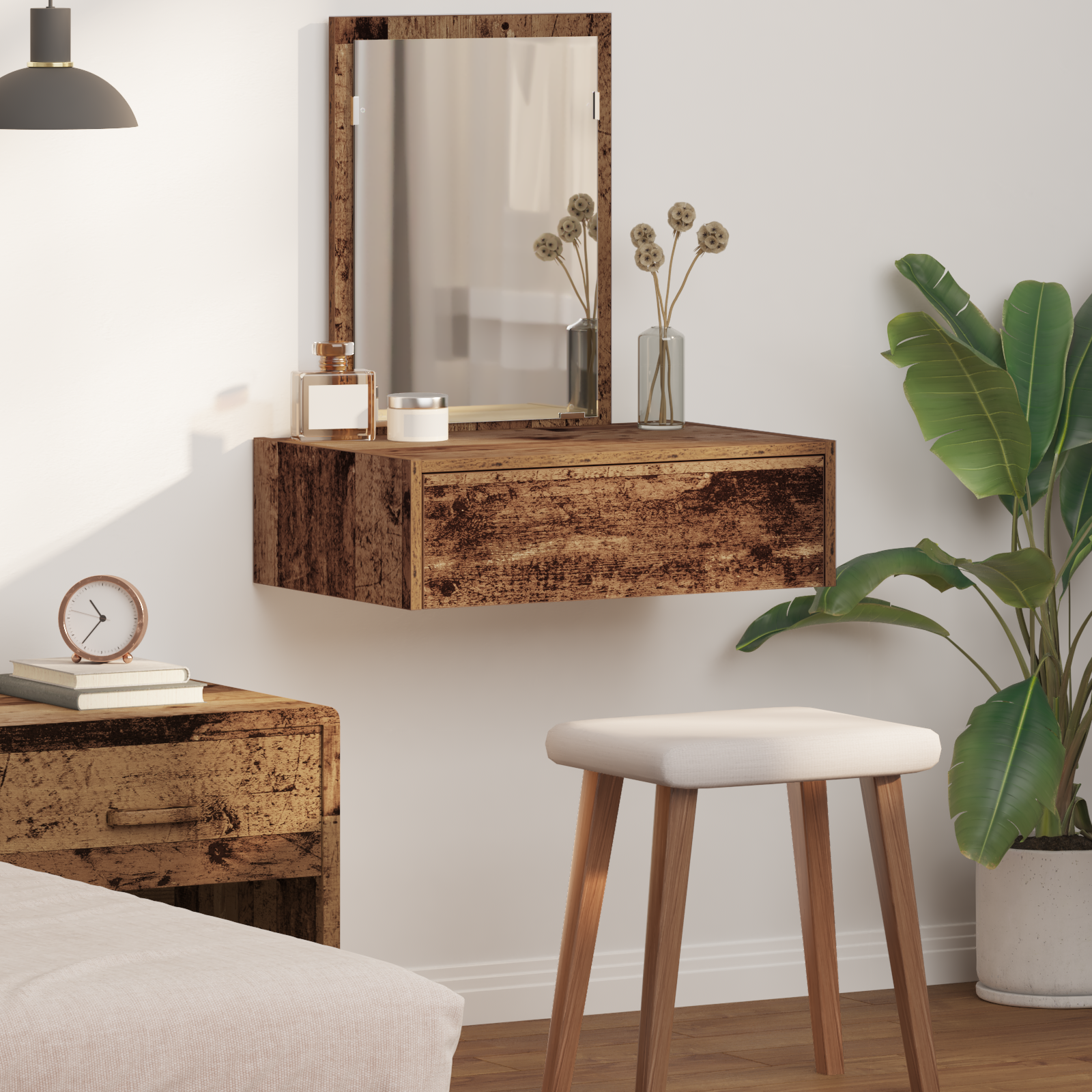 Wall Hanging Dressing Table Old Wood 60x40x70 cm