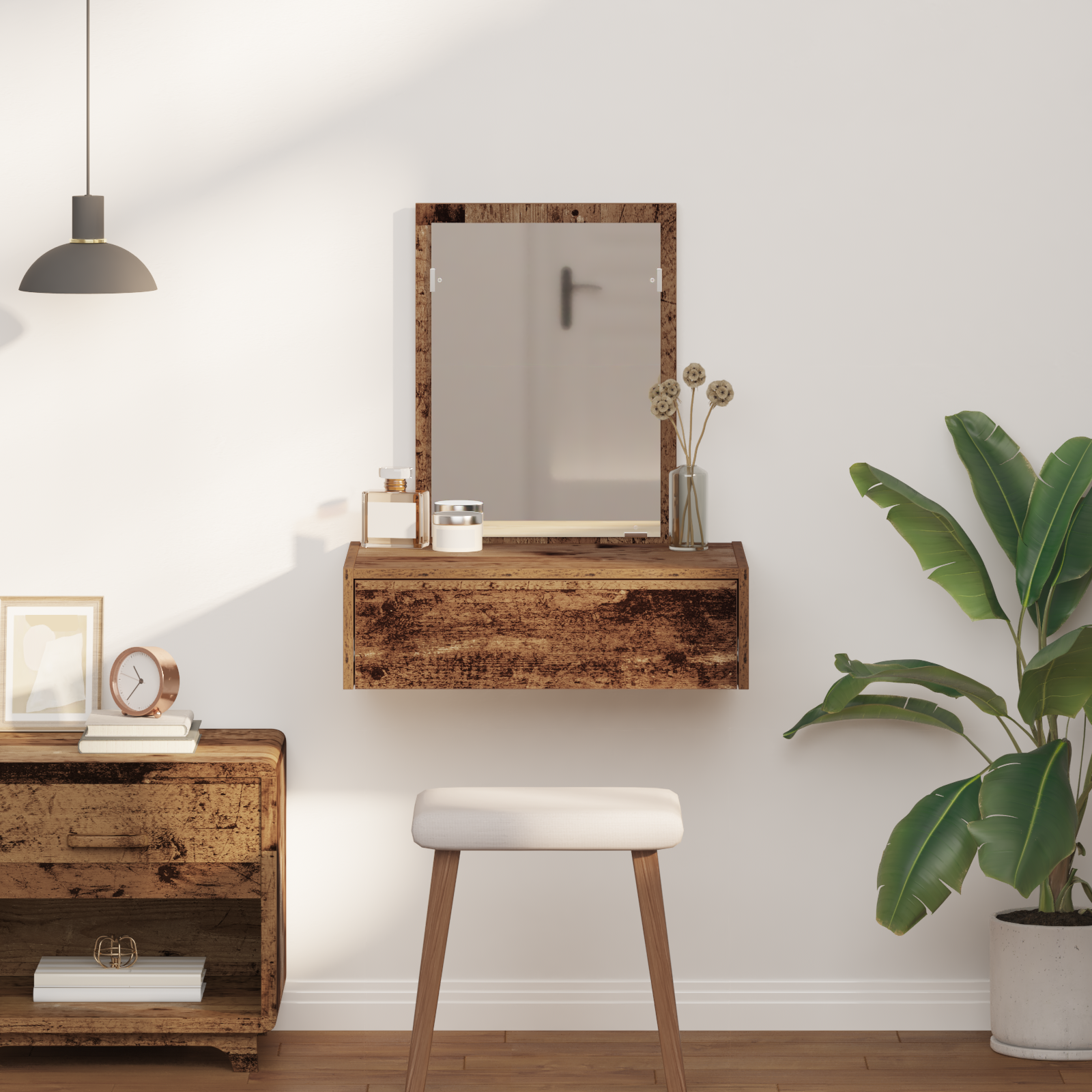 Wall Hanging Dressing Table Old Wood 60x40x70 cm - Image 4