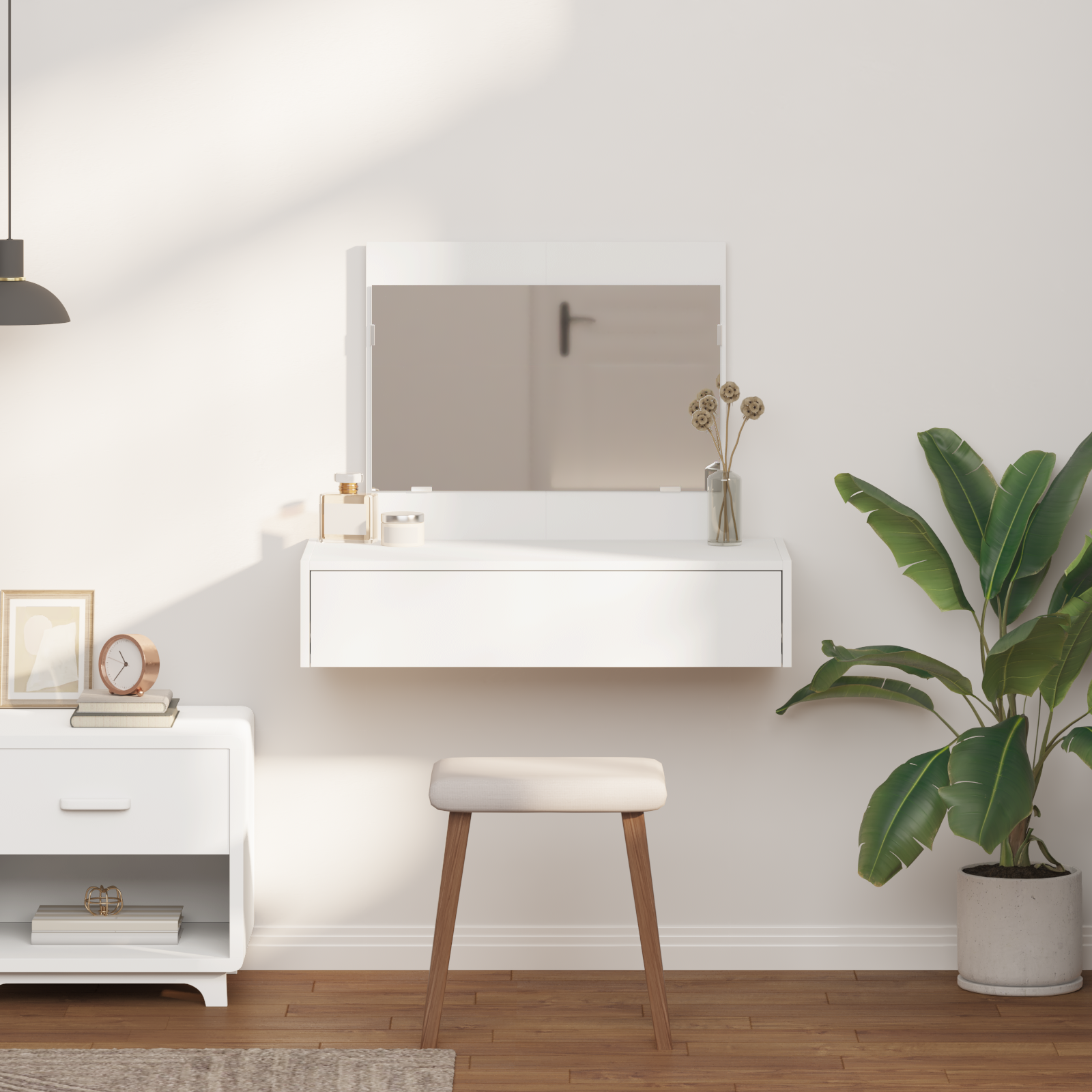 Wall Hanging Dressing Table White 83x40x70 cm - Image 4