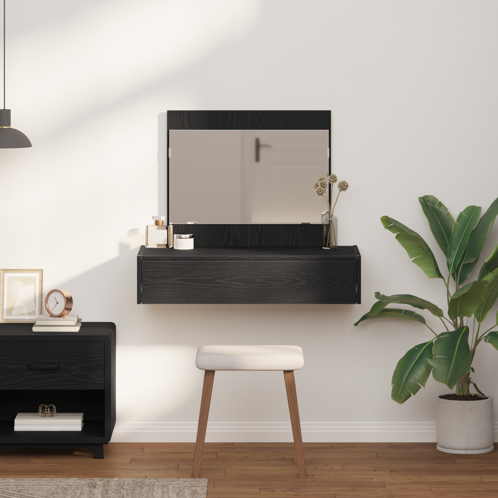 Wall Hanging Dressing Table Black Oak 83x40x70 cm - Image 4