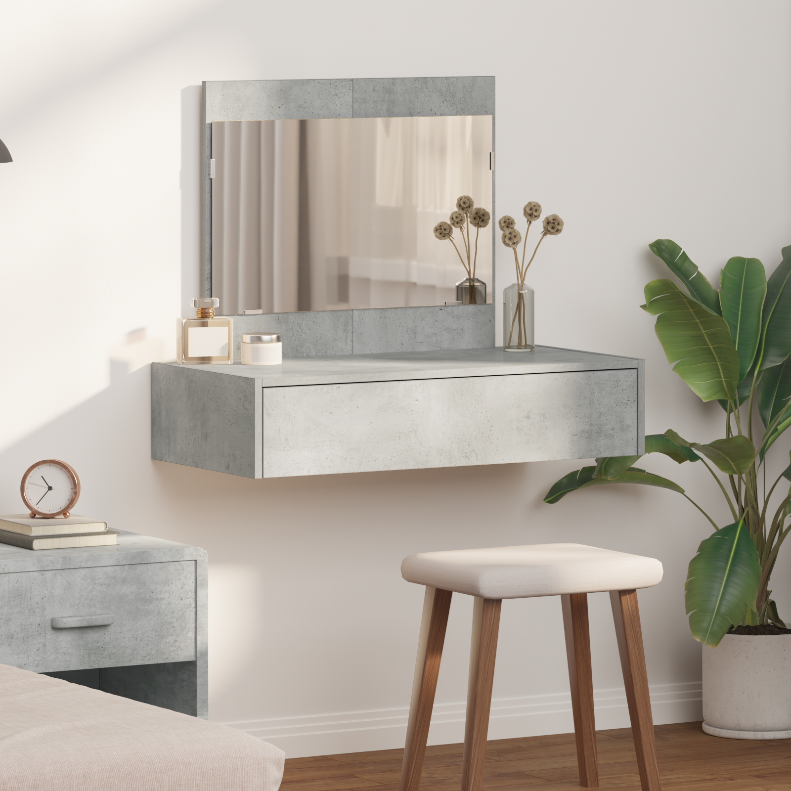 Wall Hanging Dressing Table Concrete Grey 83x40x70 cm