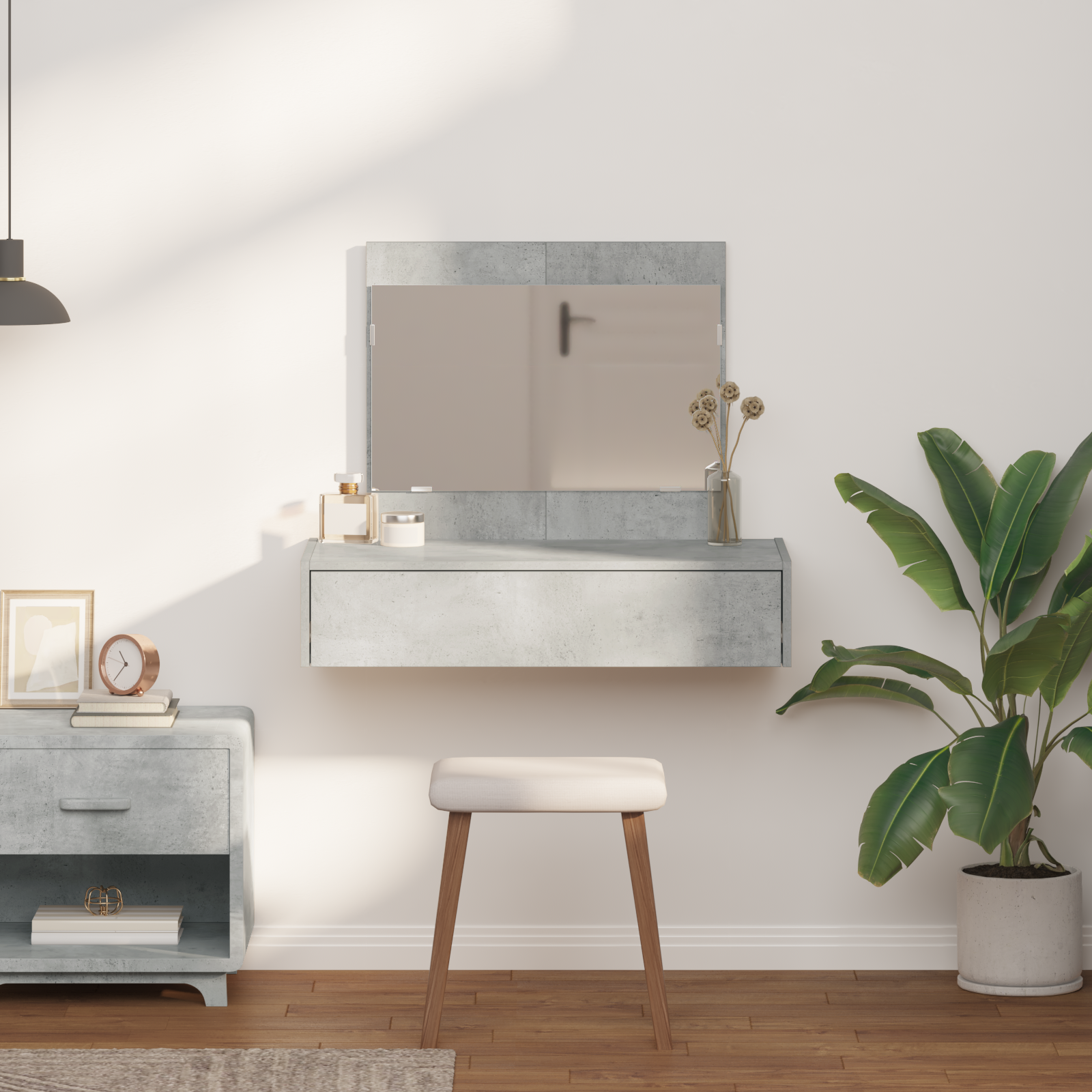 Wall Hanging Dressing Table Concrete Grey 83x40x70 cm - Image 4