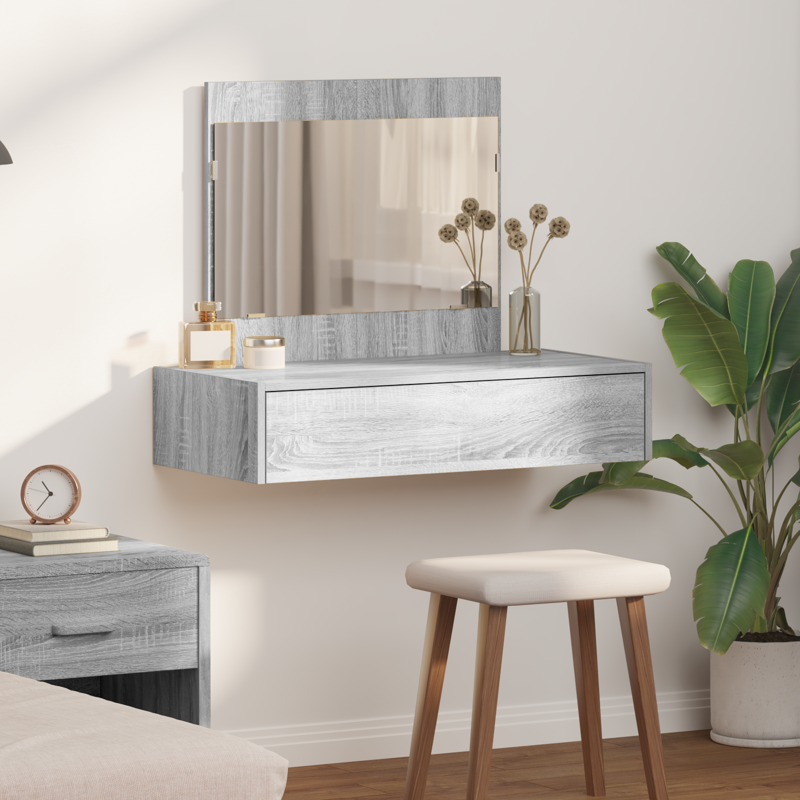 Wall Hanging Dressing Table Grey Sonoma 83x40x70 cm