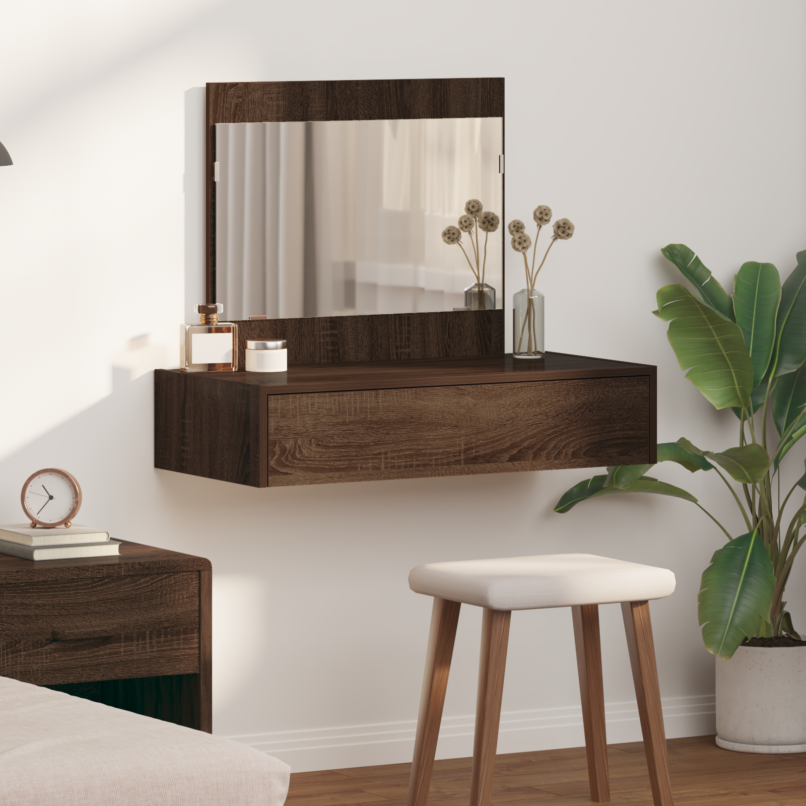Wall Hanging Dressing Table Brown Oak 83x40x70 cm