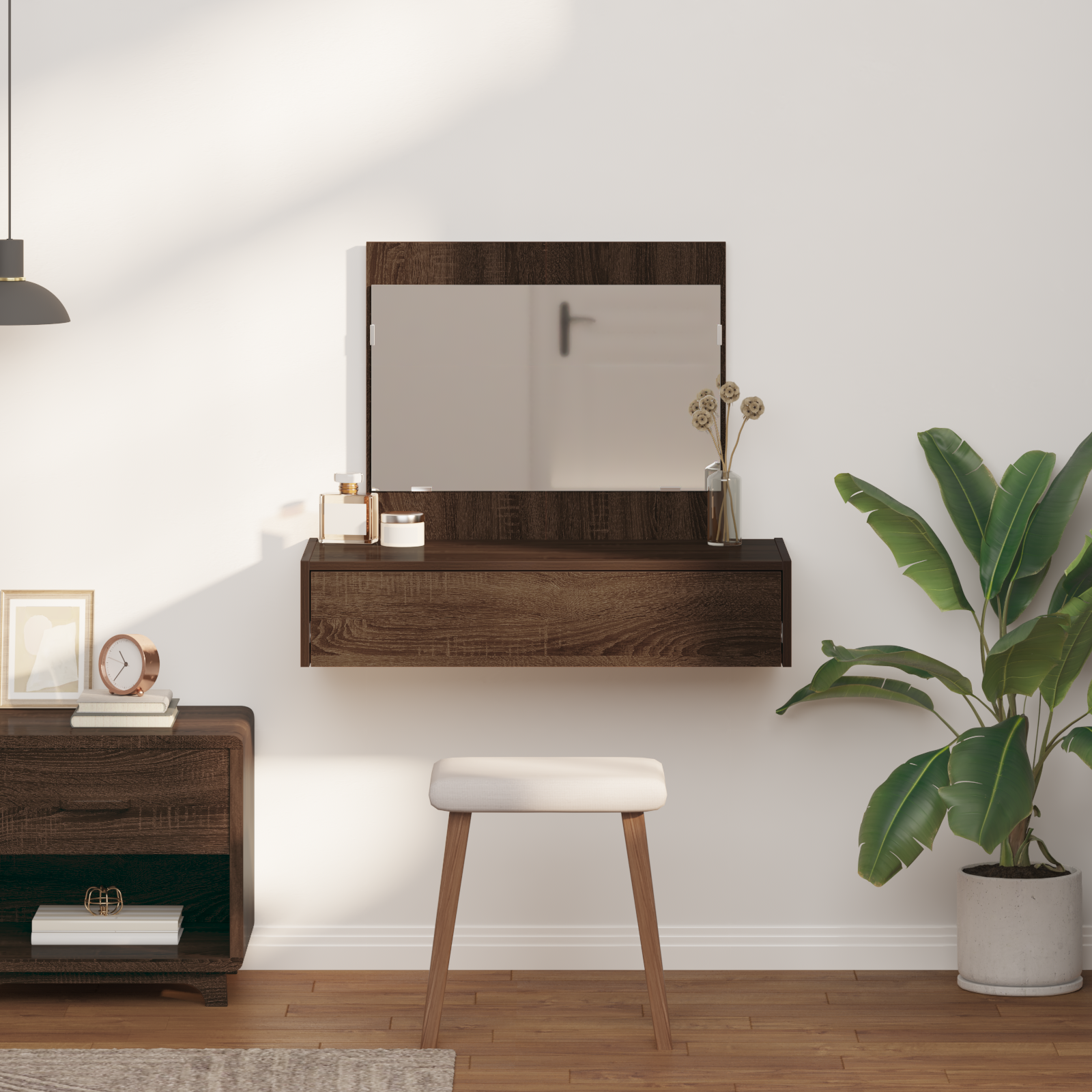 Wall Hanging Dressing Table Brown Oak 83x40x70 cm - Image 4