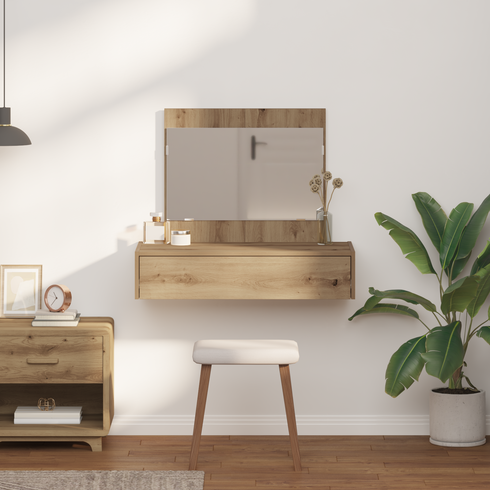 Wall Hanging Dressing Table Artisan Oak 83x40x70 cm - Image 4