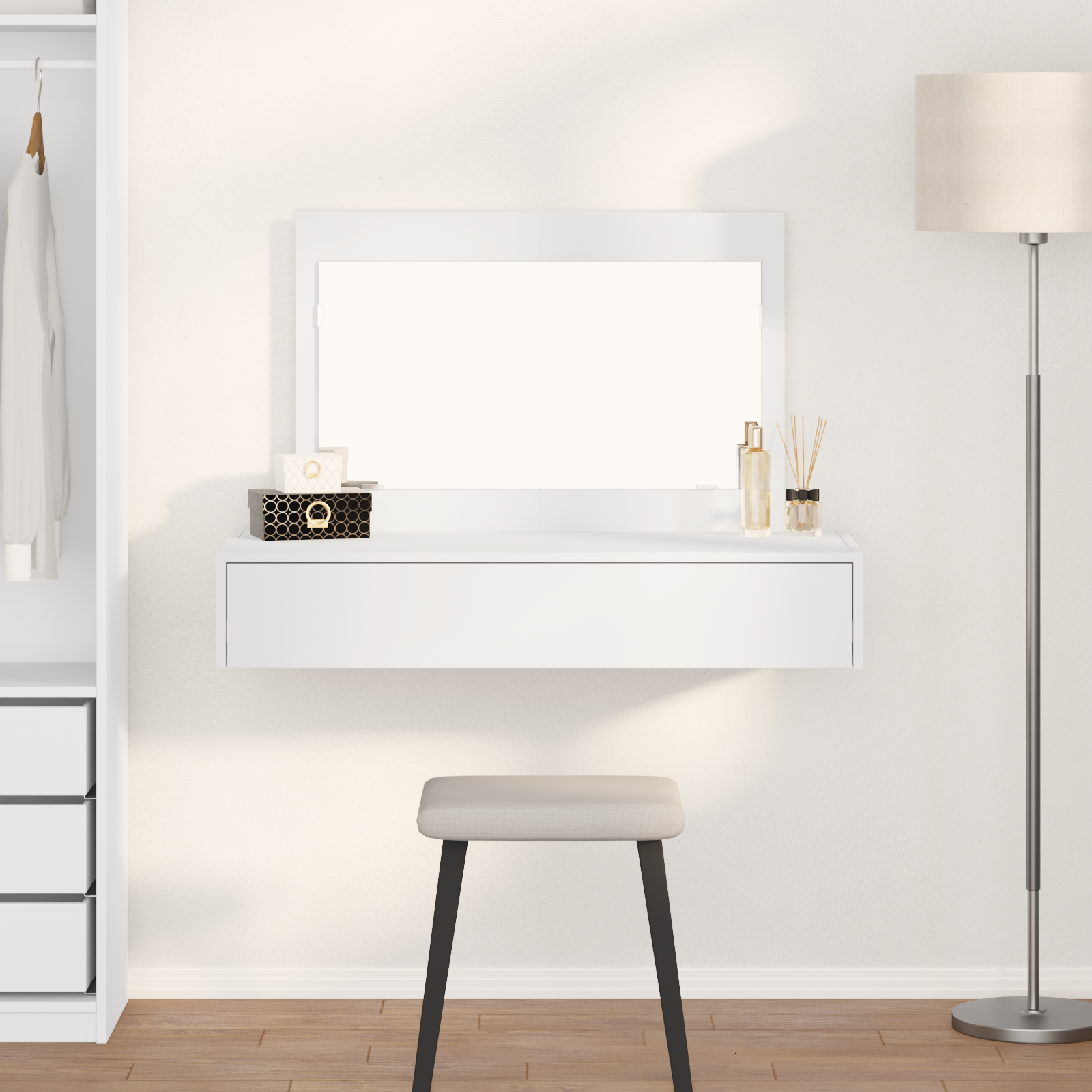 Wall Hanging Dressing Table White 100x40x70 cm