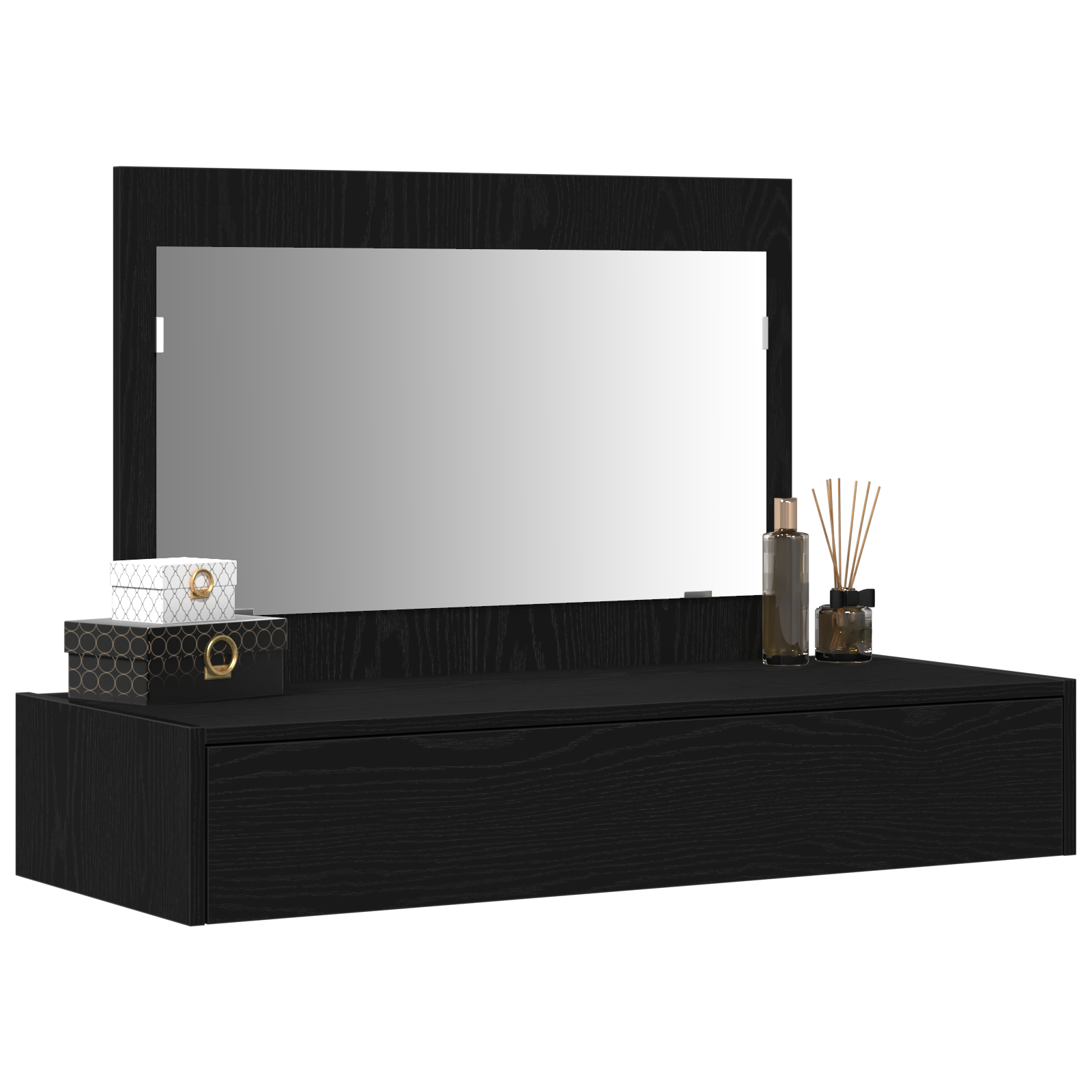 Wall-Mounted Dressing Table in Black Oak, 100x40x70 cm - Image 3