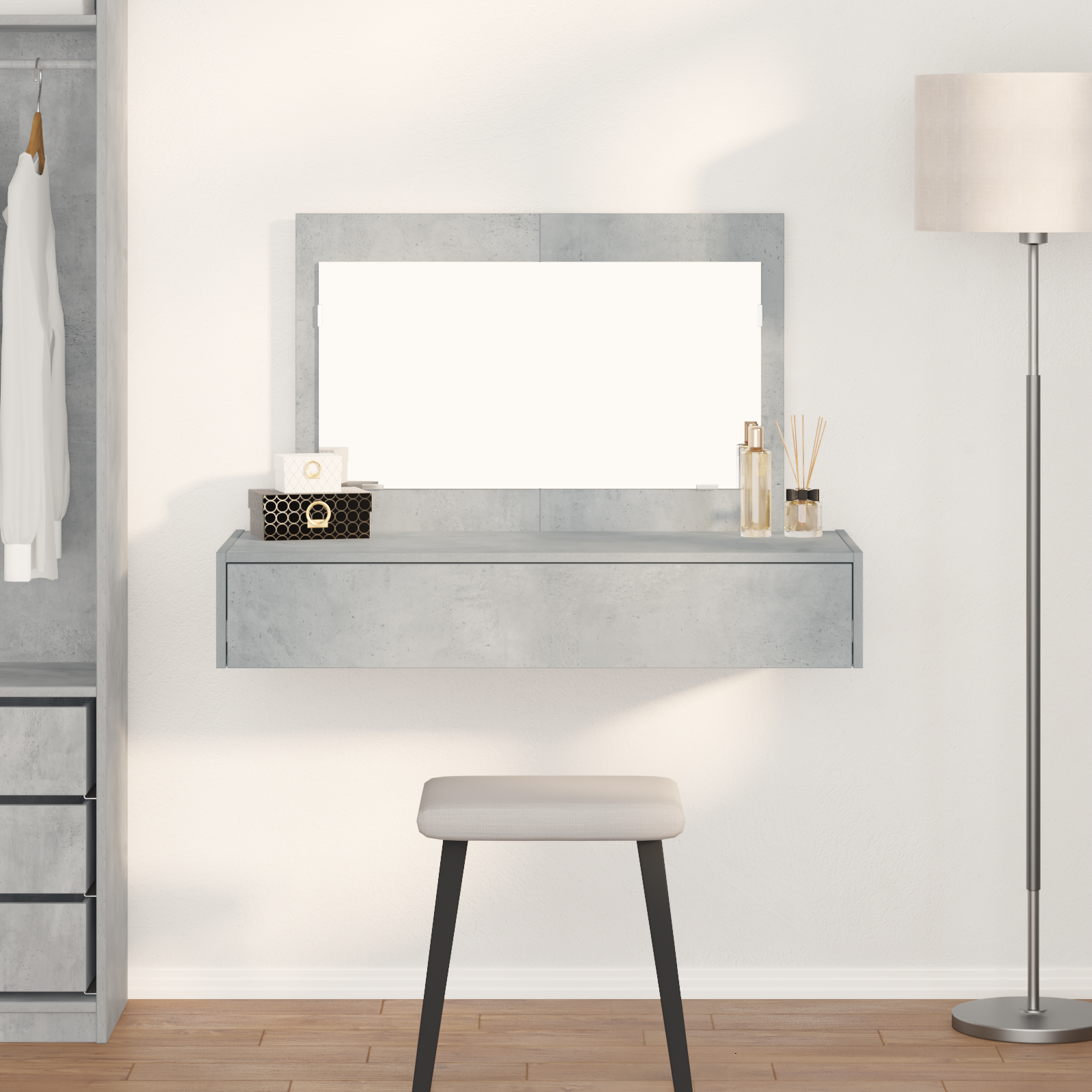 Wall Hanging Dressing Table Concrete Grey 100x40x70 cm
