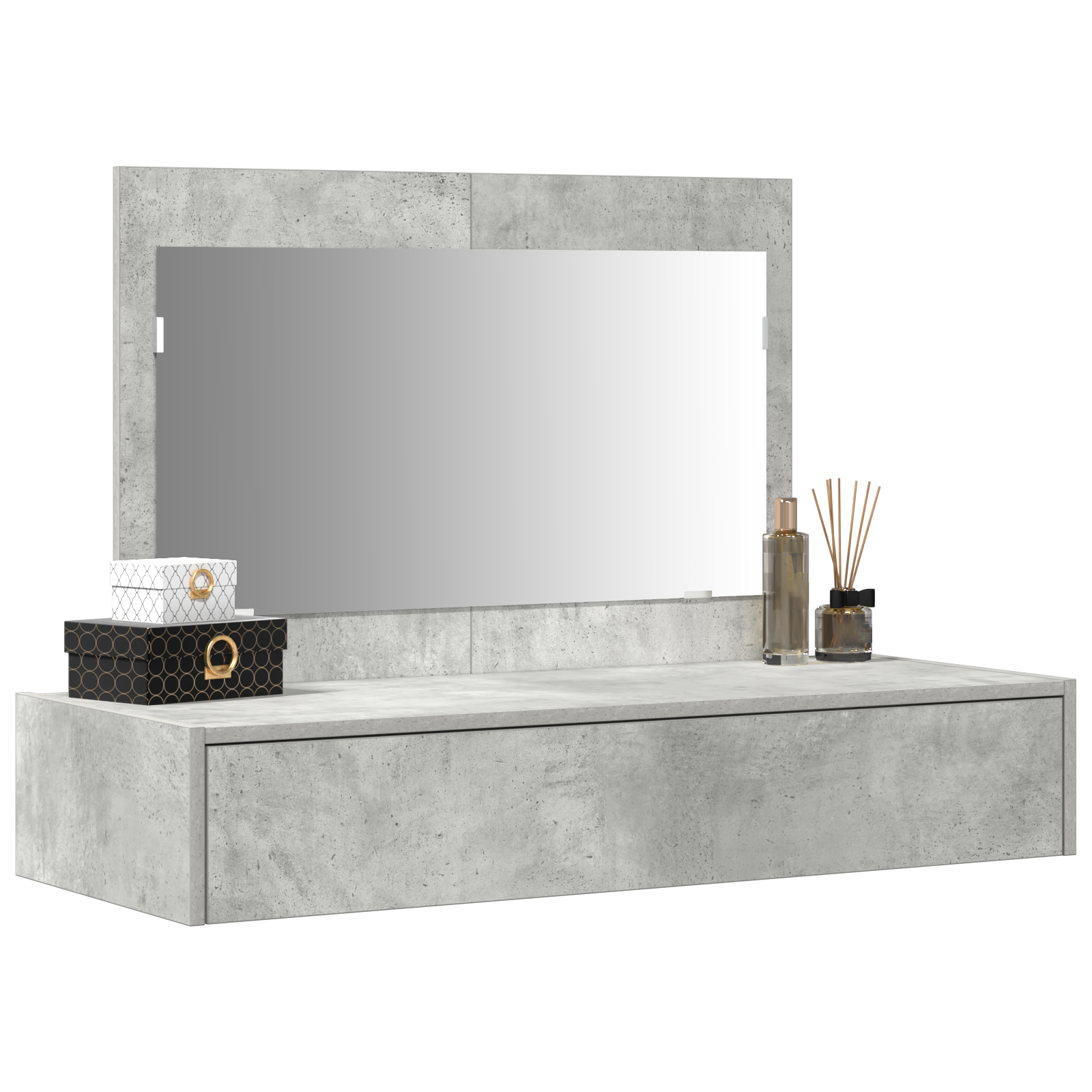 Wall Hanging Dressing Table Concrete Grey 100x40x70 cm - Image 3