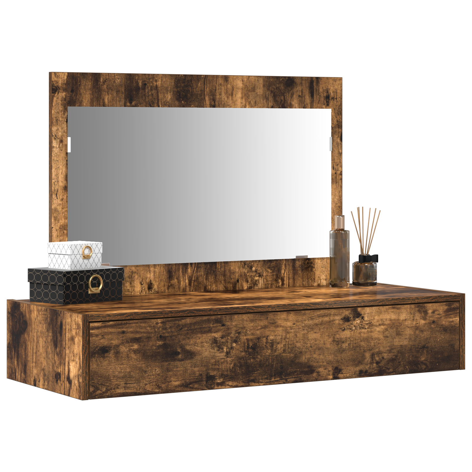 Wall Hanging Dressing Table Smoked Oak 100x40x70 cm - Image 3