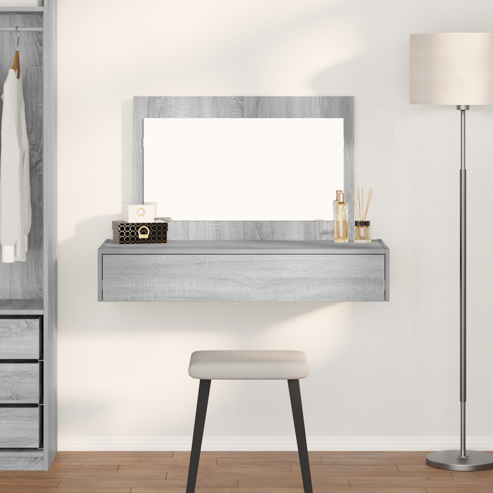 Wall Hanging Dressing Table Grey Sonoma 100x40x70 cm