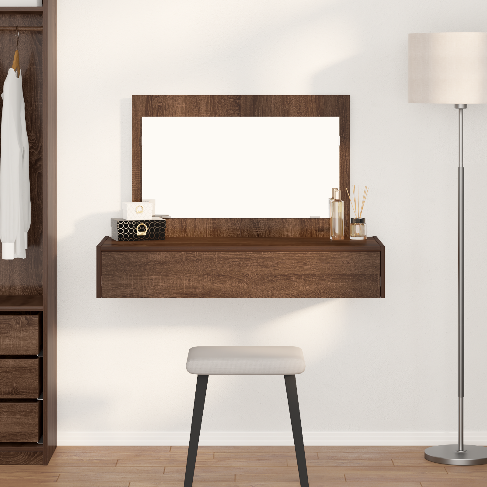 Wall Hanging Dressing Table Brown Oak 100x40x70 cm