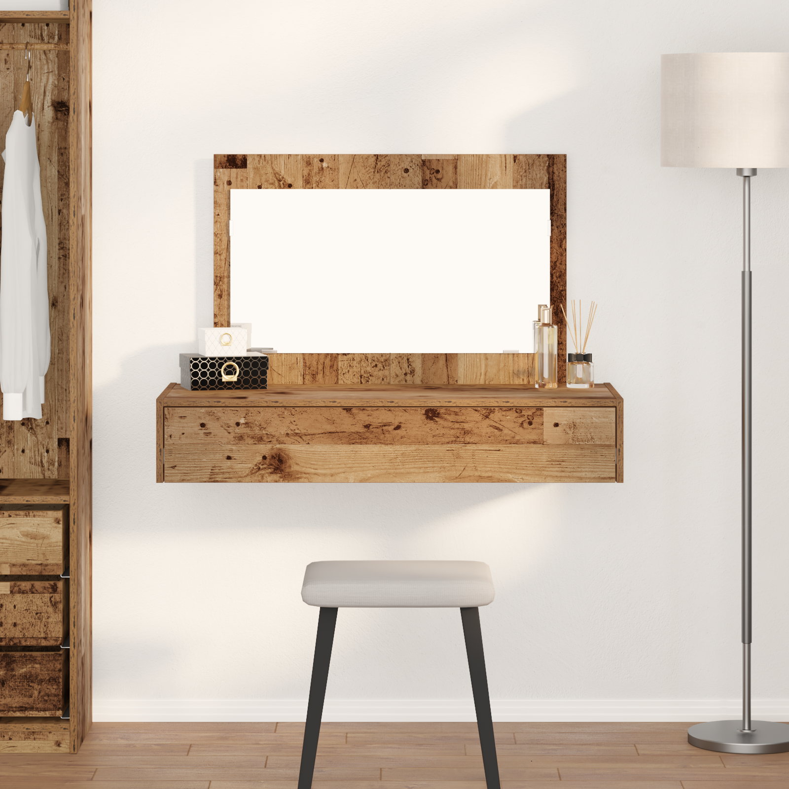Wall Hanging Dressing Table - Vintage Wood - 100x40x70 cm