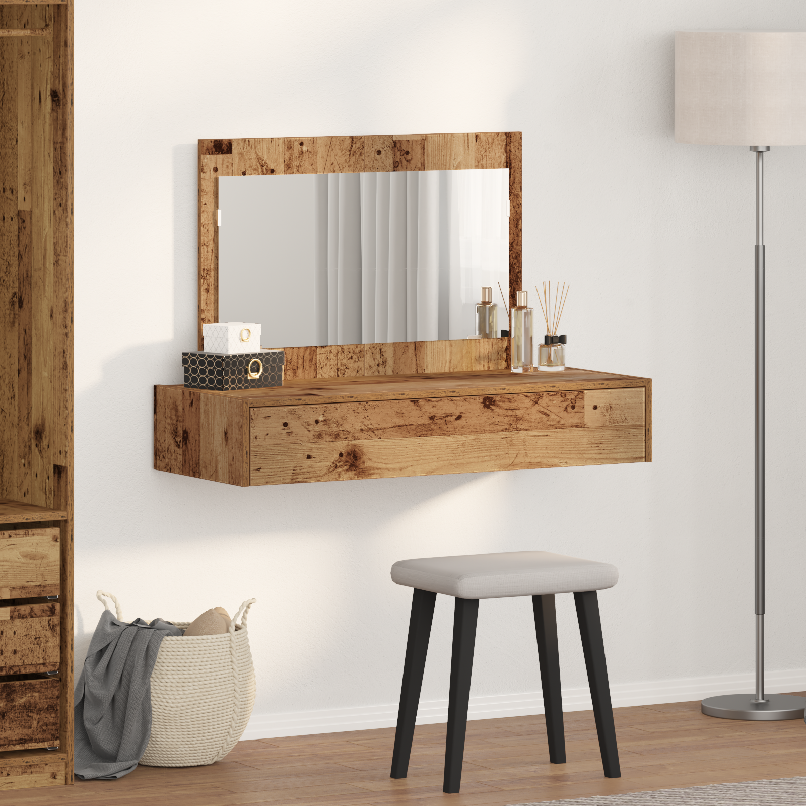 Wall Hanging Dressing Table - Vintage Wood - 100x40x70 cm - Image 4