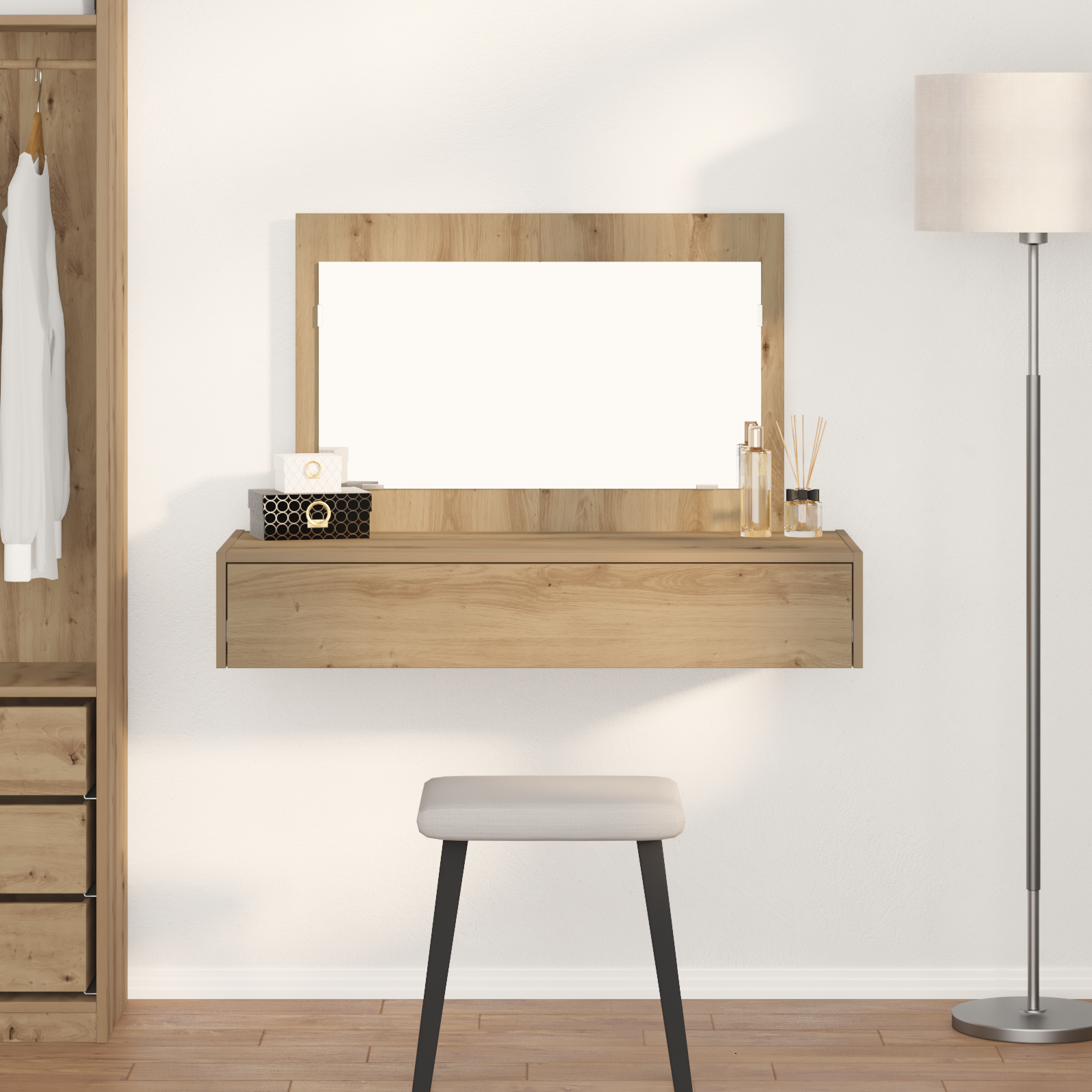 Wall Hanging Dressing Table Artisan Oak 100x40x70 cm