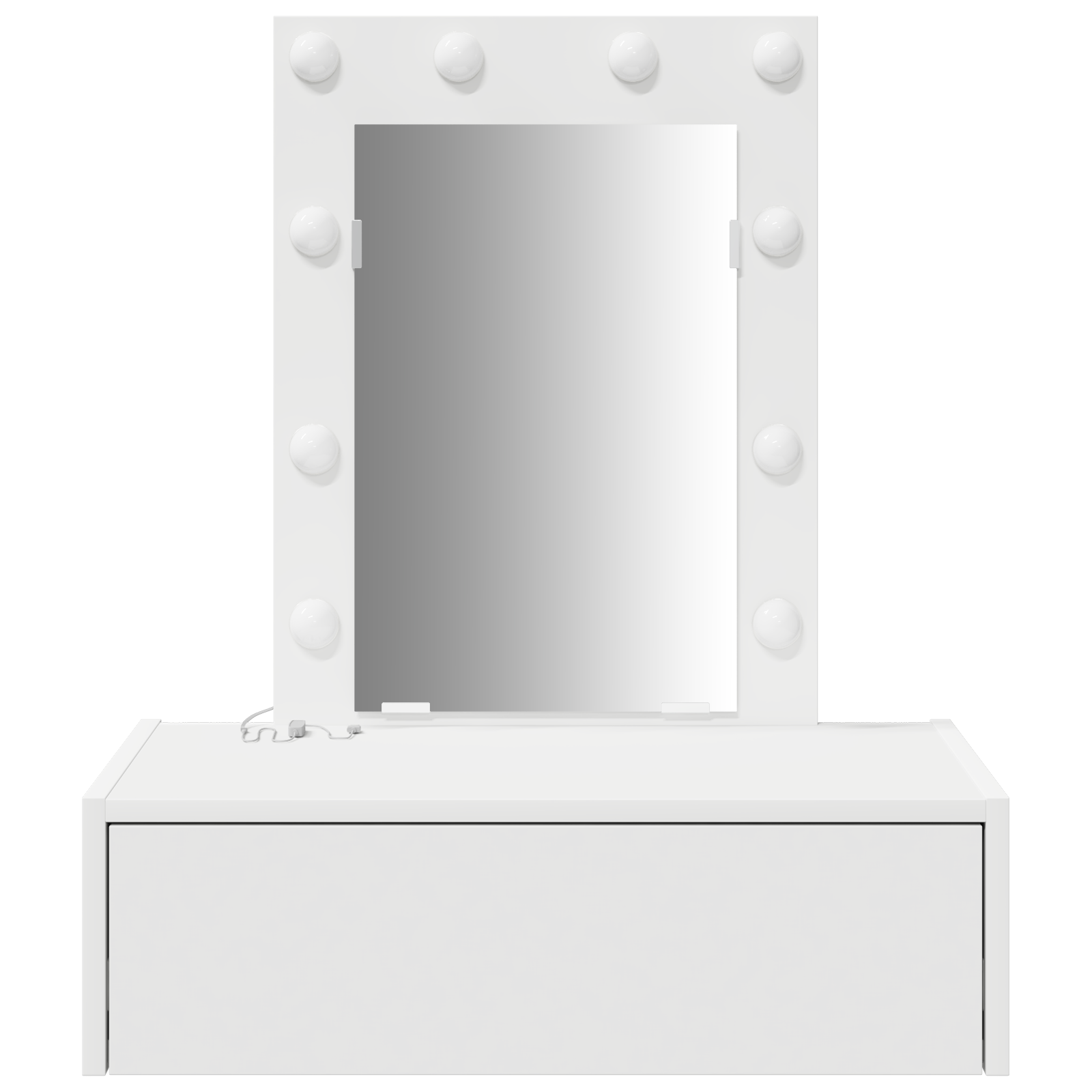 Wall Hanging Dressing Table with LED Lights - White - Image 5
