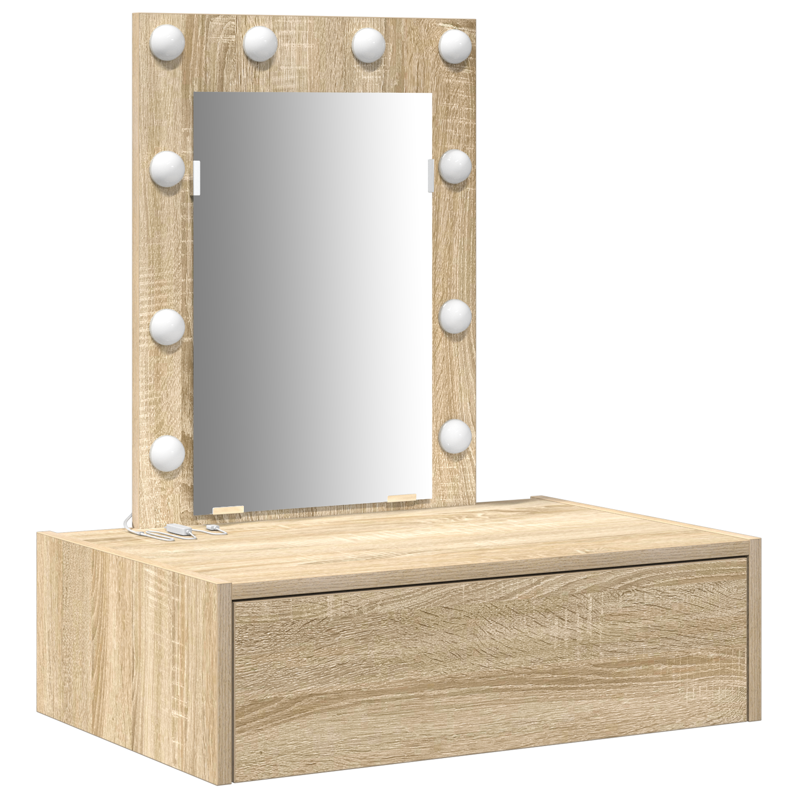 Wall Hanging Dressing Table with LED Lights Sonoma Oak - Image 2