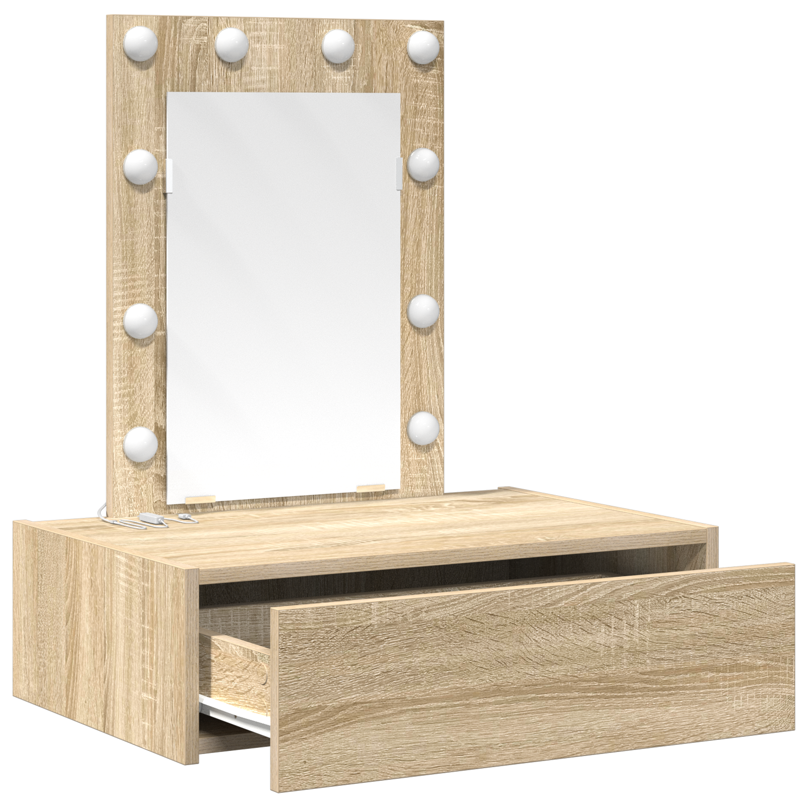 Wall Hanging Dressing Table with LED Lights Sonoma Oak - Image 4
