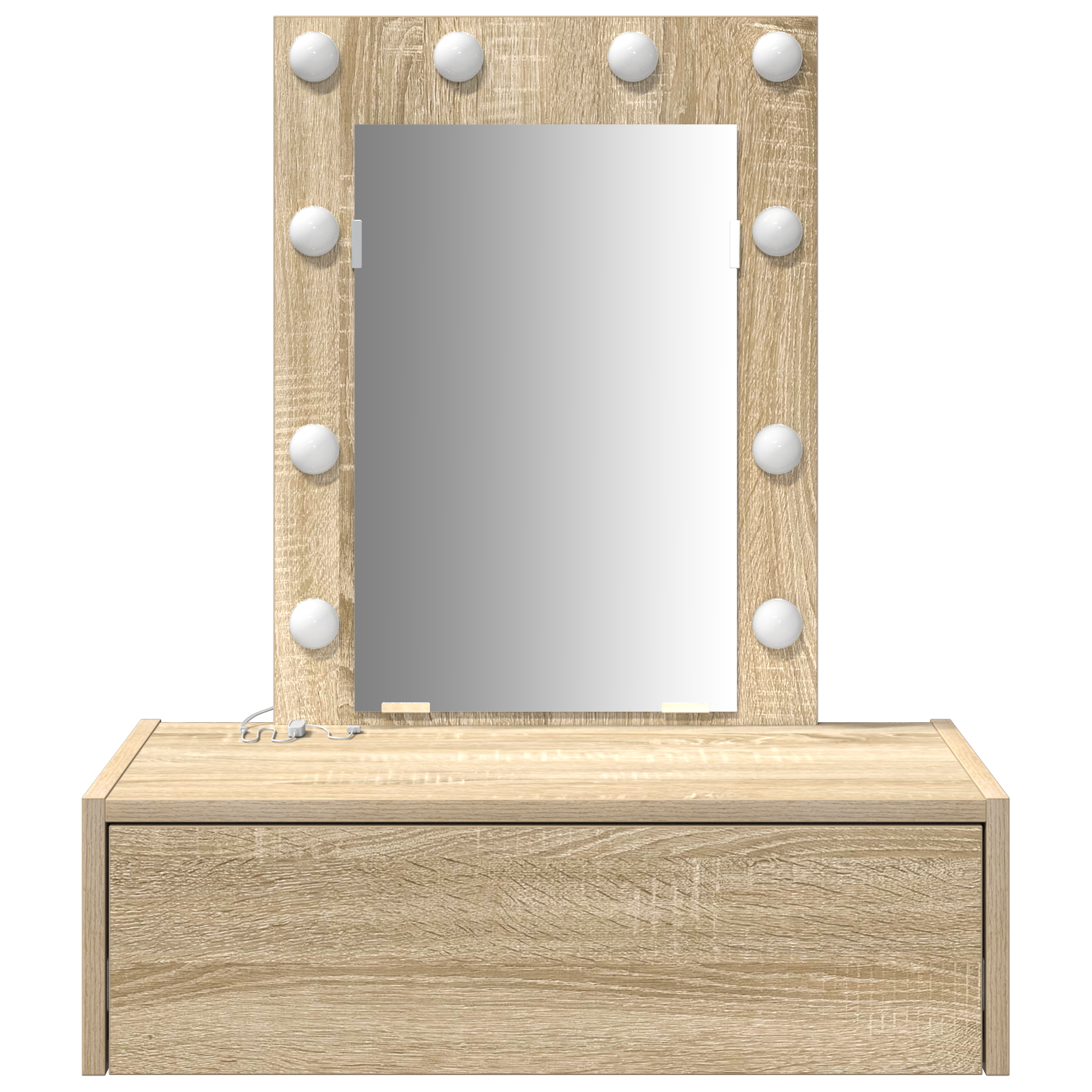 Wall Hanging Dressing Table with LED Lights Sonoma Oak - Image 5